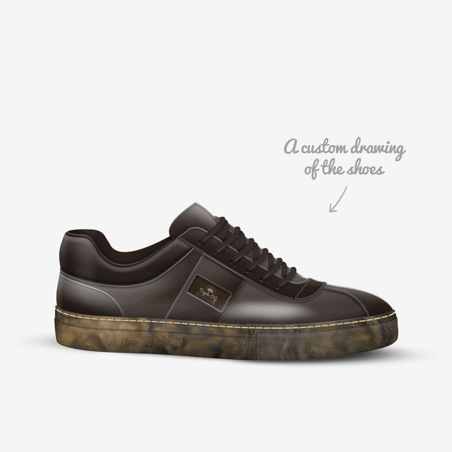 Triple OG custom made in Italy shoes by William Portwine | Sketch view