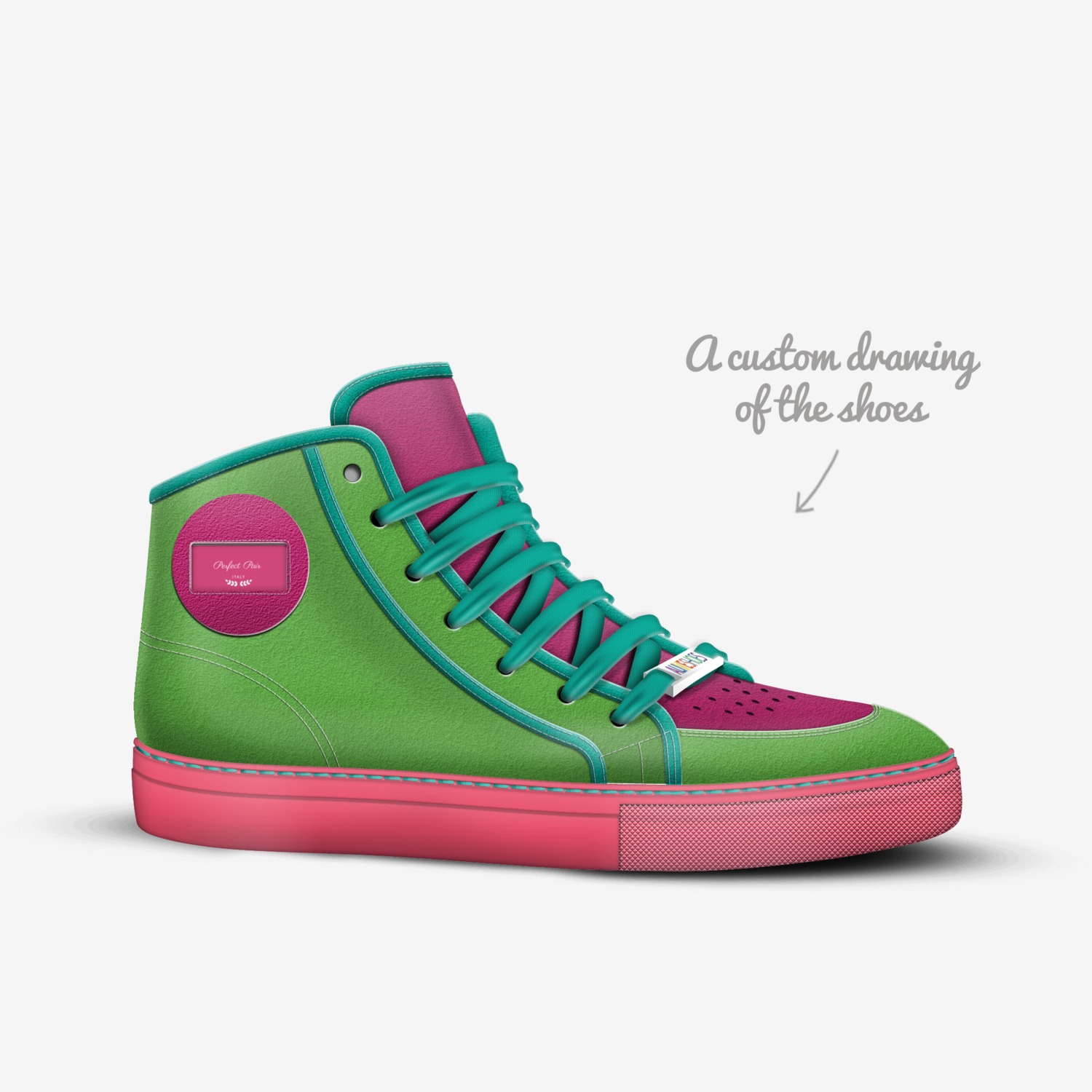 Perfect Pair  custom made in Italy shoes by Felicia Dower | Sketch view
