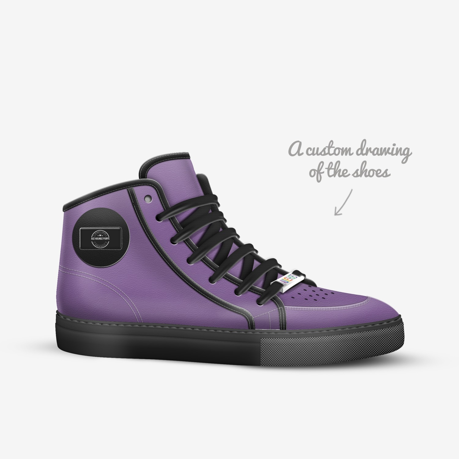 Ace Houndz Purps custom made in Italy shoes by Joshua Wheaton Gold6ixes | Sketch view