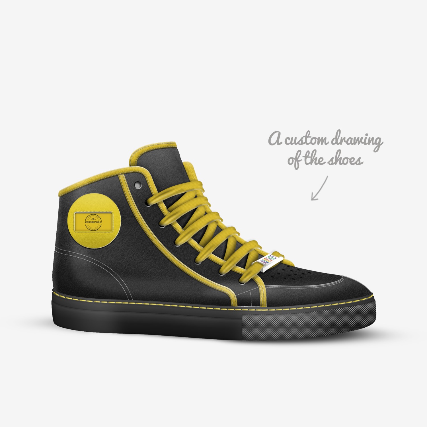 Ace Houndz Goldz custom made in Italy shoes by Joshua Wheaton Gold6ixes | Sketch view