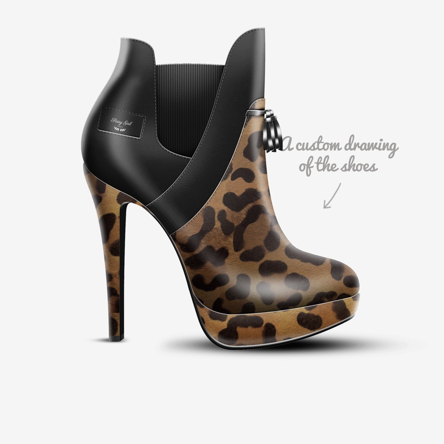 Sassy Girl custom made in Italy shoes by Tina Turner | Sketch view