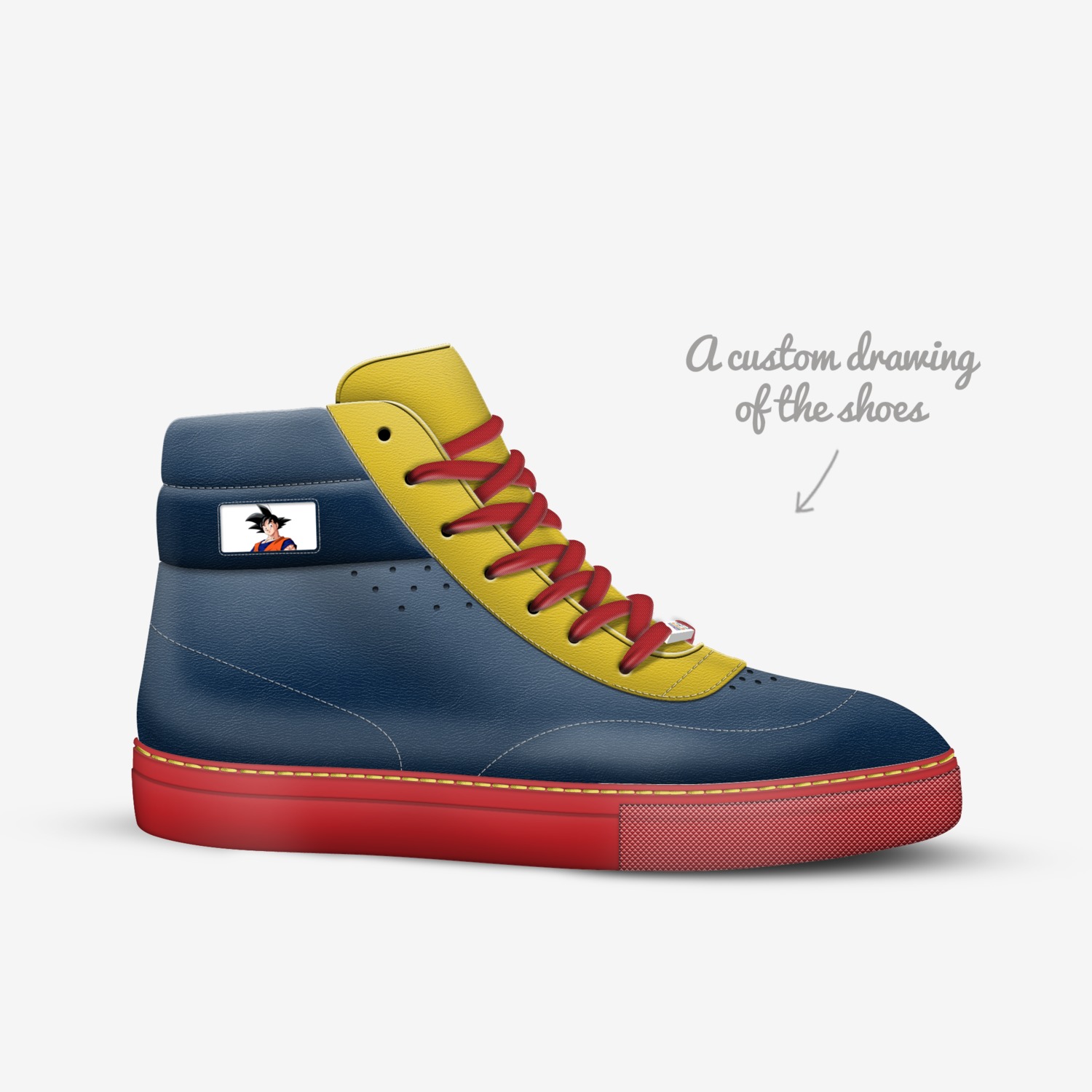 goku  custom made in Italy shoes by Leslie Blas | Sketch view