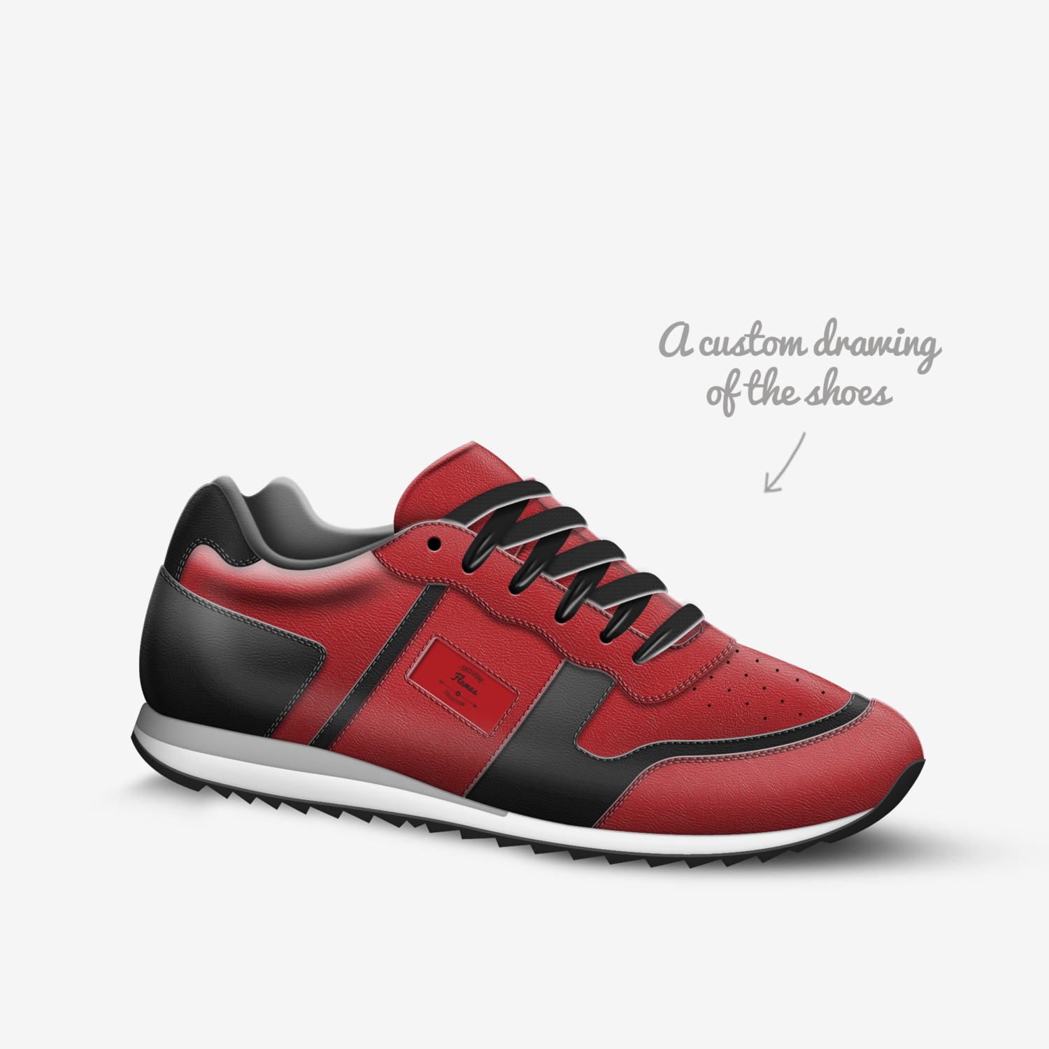 Flames custom made in Italy shoes by Johnanthony vanwallendael | Sketch view