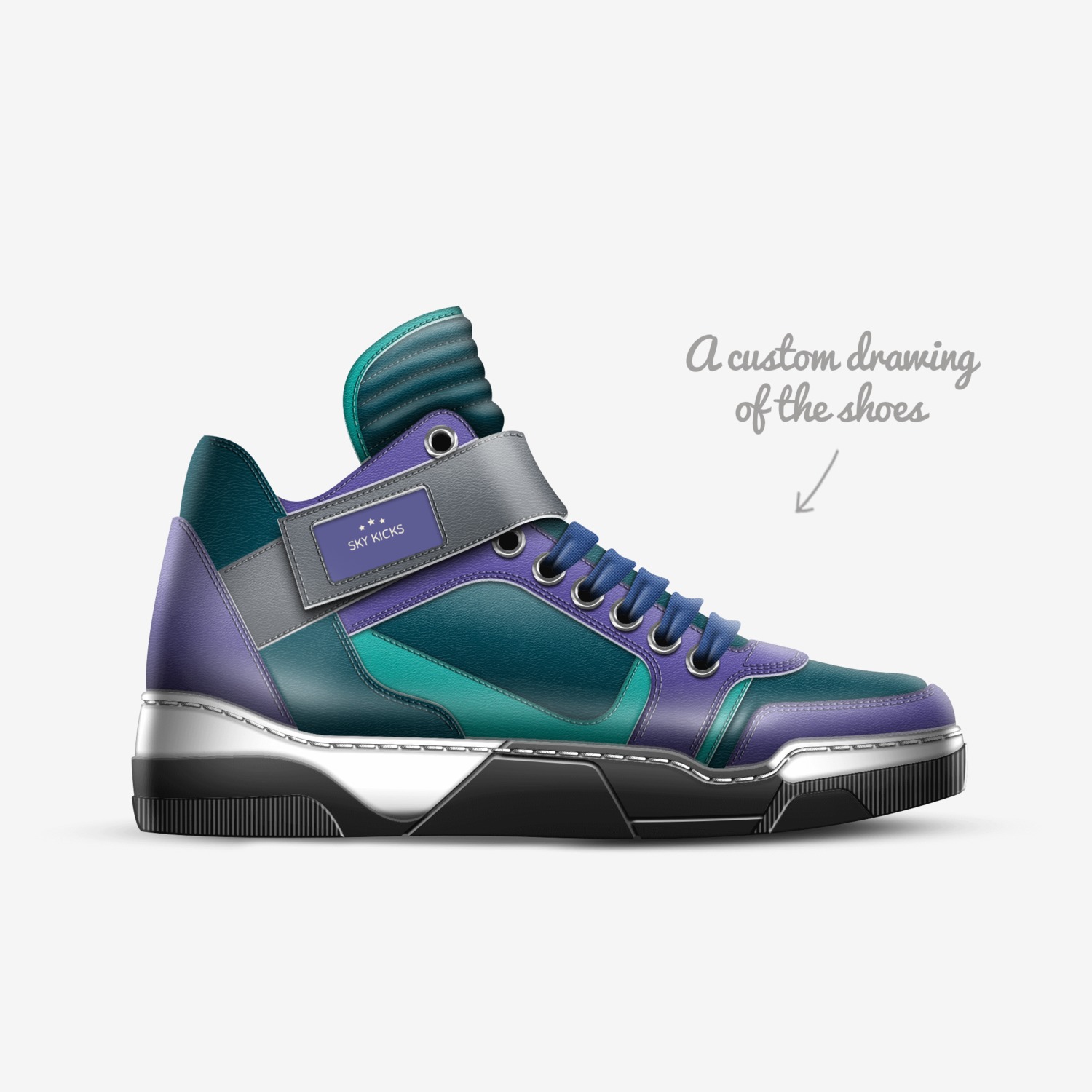 Sky Kicks custom made in Italy shoes by Skylar Justice | Sketch view