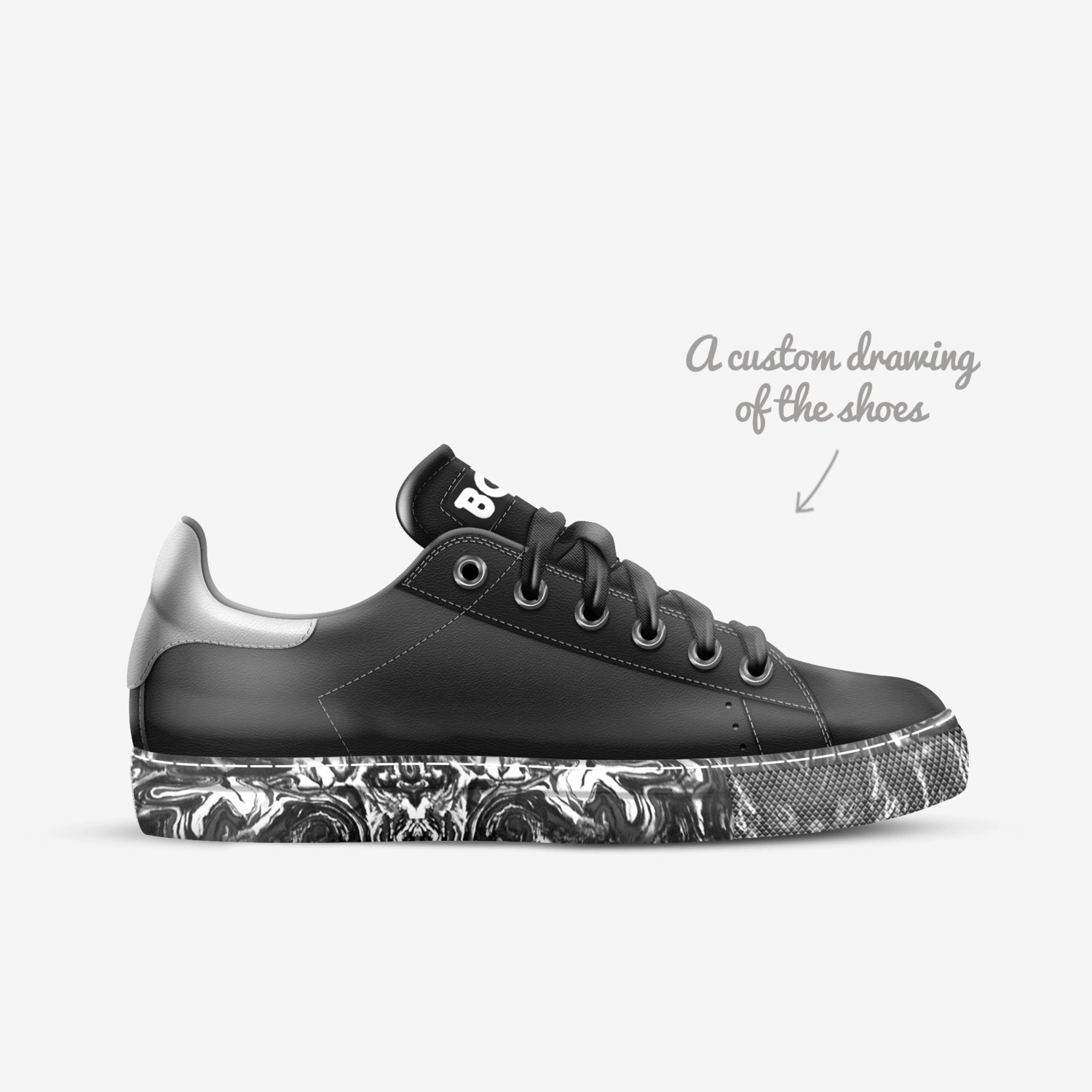 Black Classica custom made in Italy shoes by Being Great Every Day | Sketch view