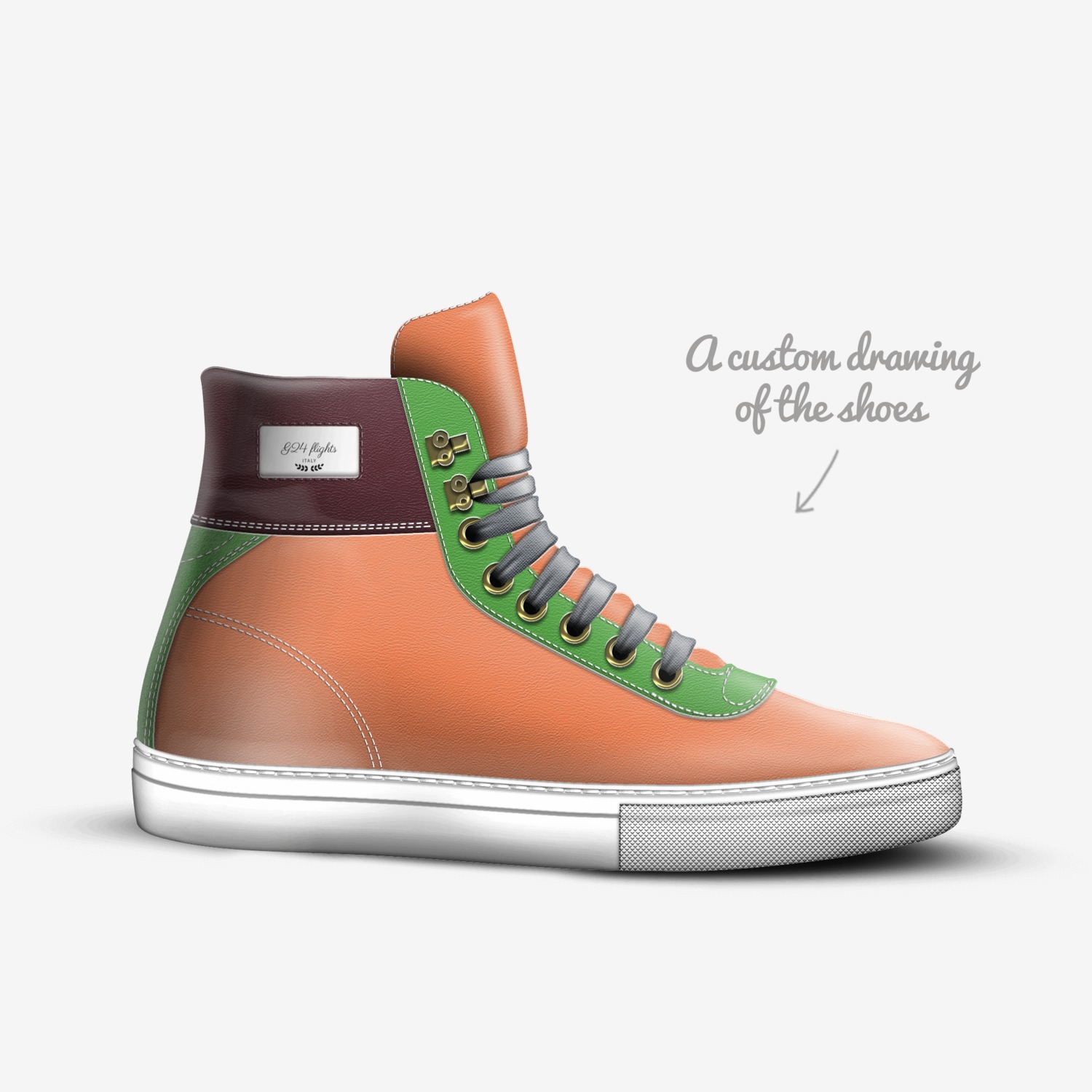 G24 flights custom made in Italy shoes by James Pelzer | Sketch view