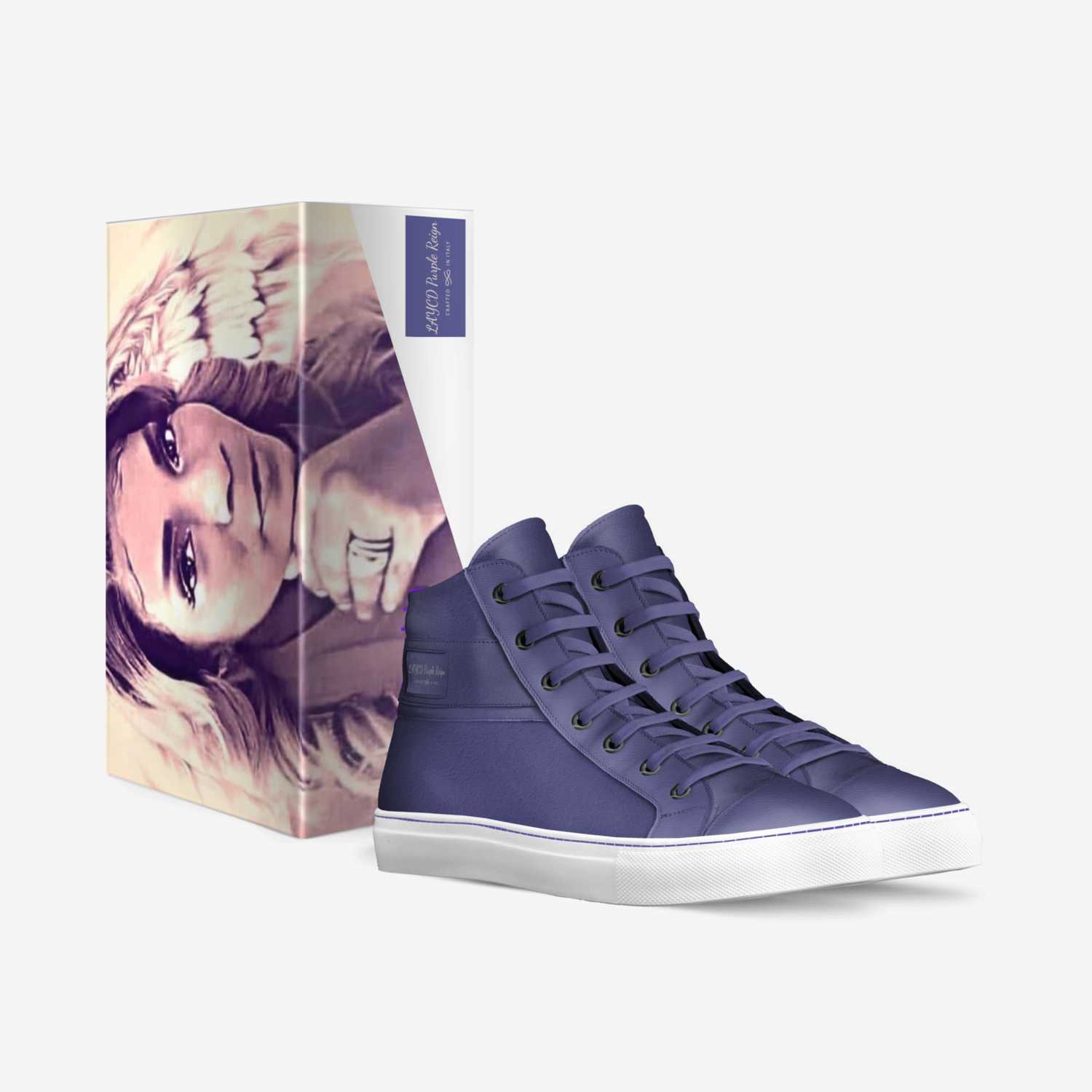 LAYCD Purple Reign custom made in Italy shoes by Celedrick Brown | Box view