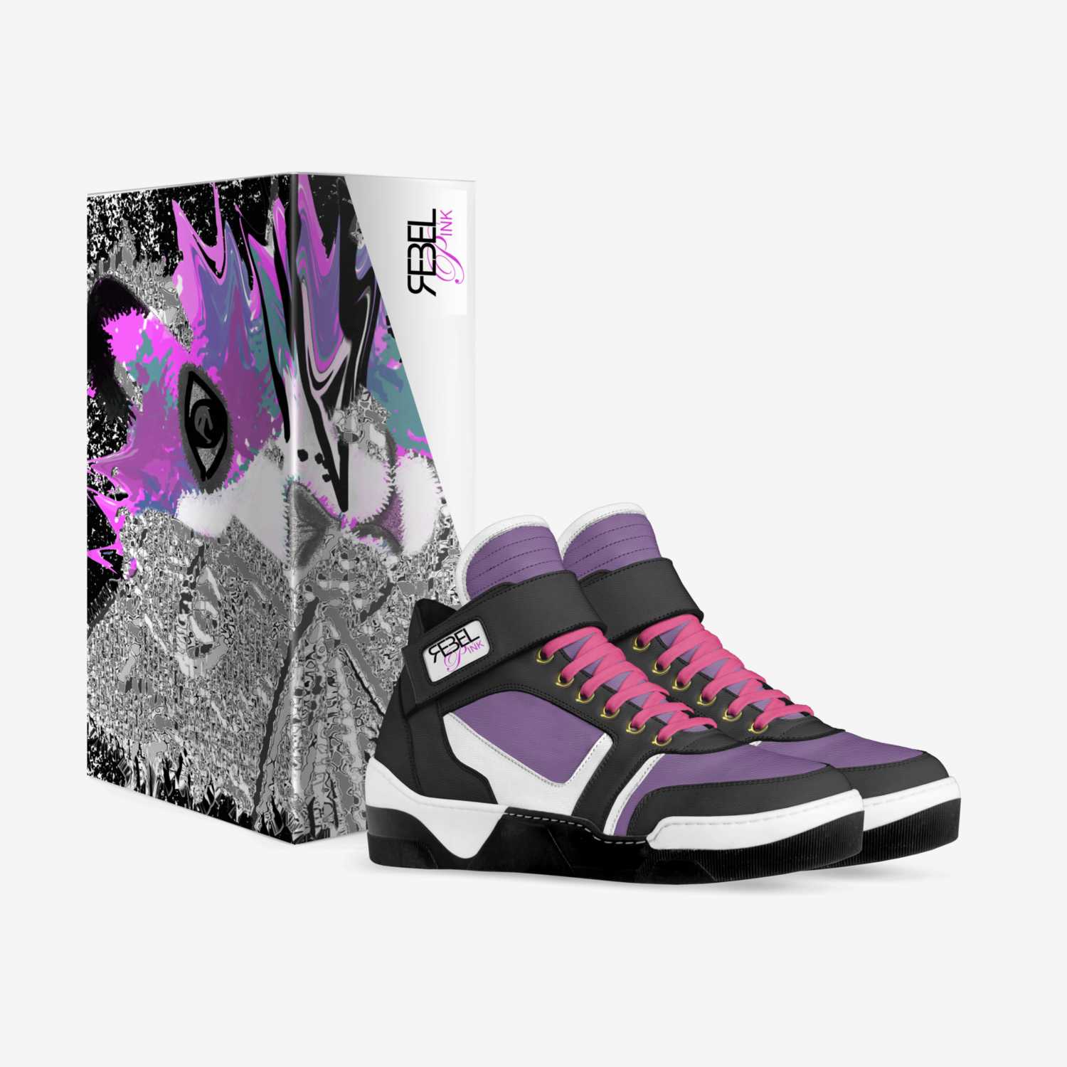 Rebel Pink Kix custom made in Italy shoes by Adrienne Steele | Box view