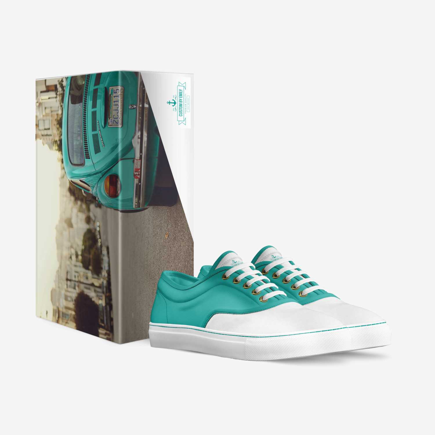Turquoise waters custom made in Italy shoes by Emily Emily.molen | Box view