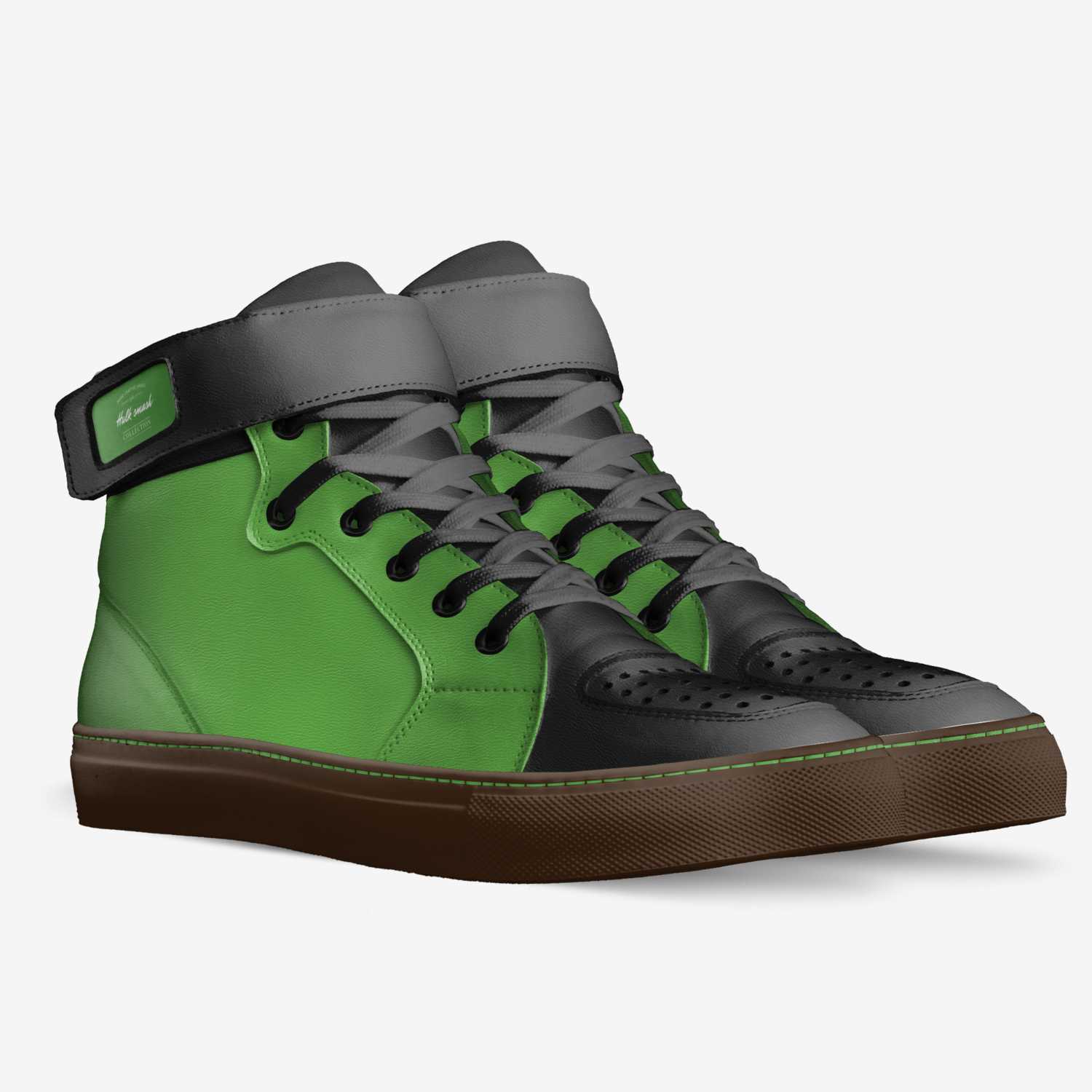 Hulk smash custom made in Italy shoes by Alexander M. Smith Smith | Double view