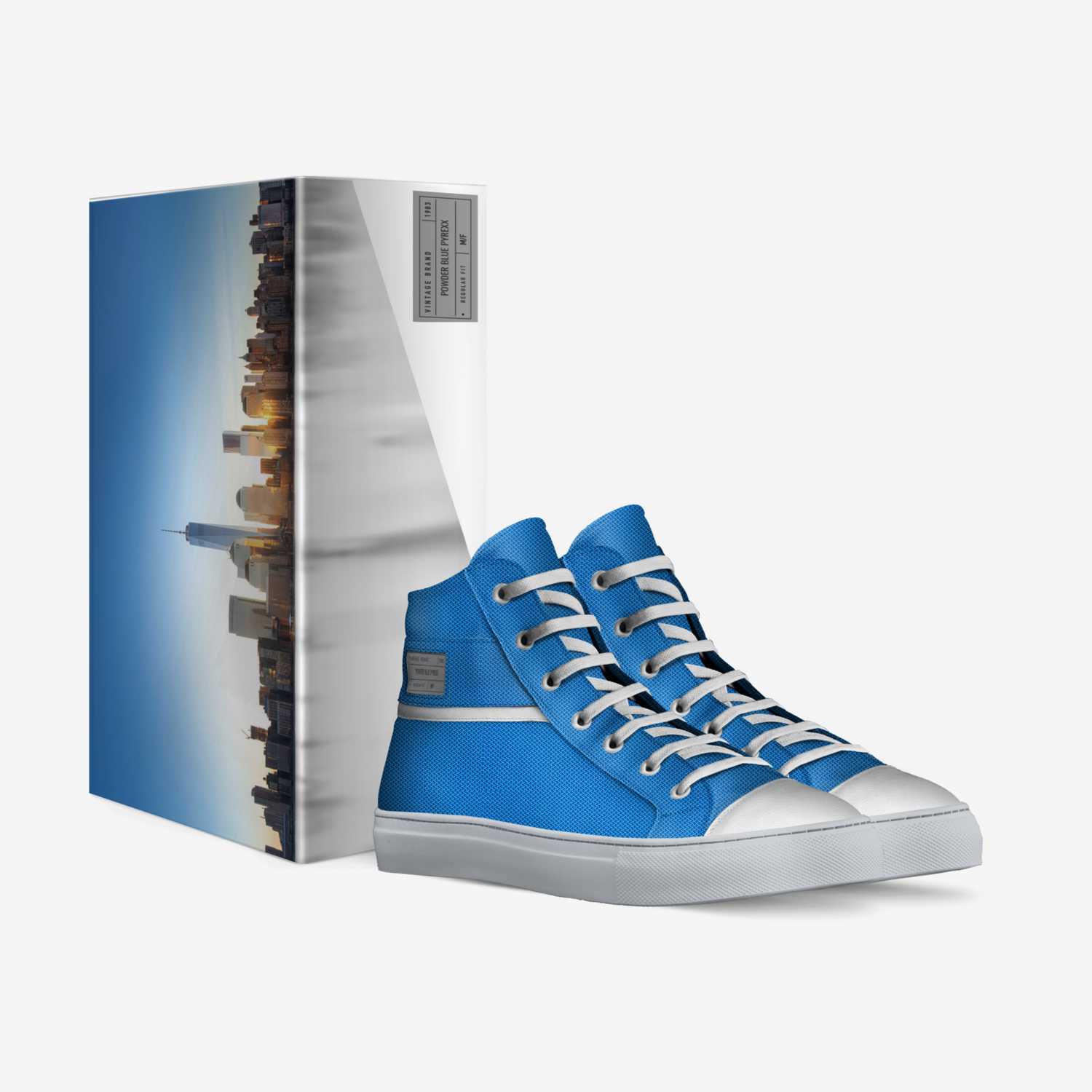 Powder Blue Pyrexx custom made in Italy shoes by Aaron Mitchell | Box view
