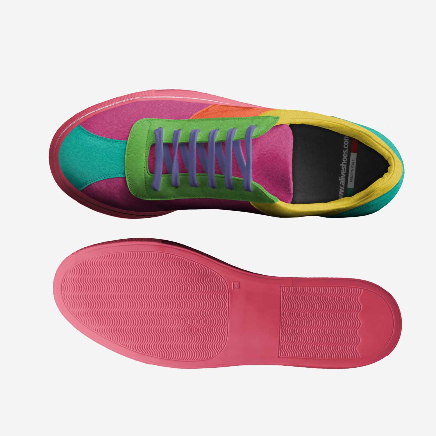Rainbow Dash custom made in Italy shoes by Rachel Thecrazyray | Top view
