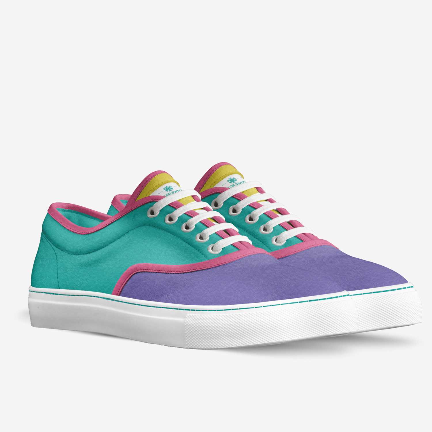color switch custom made in Italy shoes by Sarah Vaughan | Double view