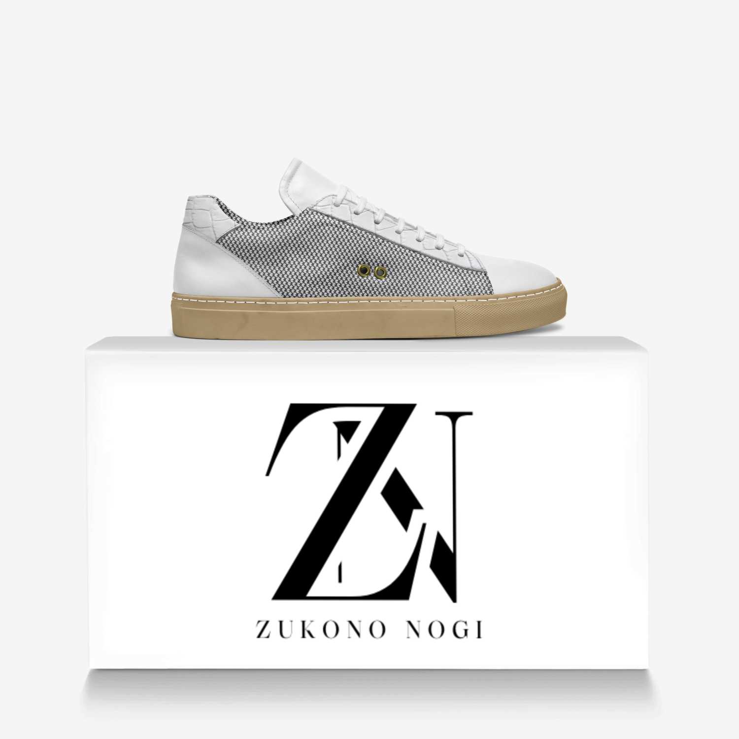Louver (White) custom made in Italy shoes by Nwani Izu | Over box view