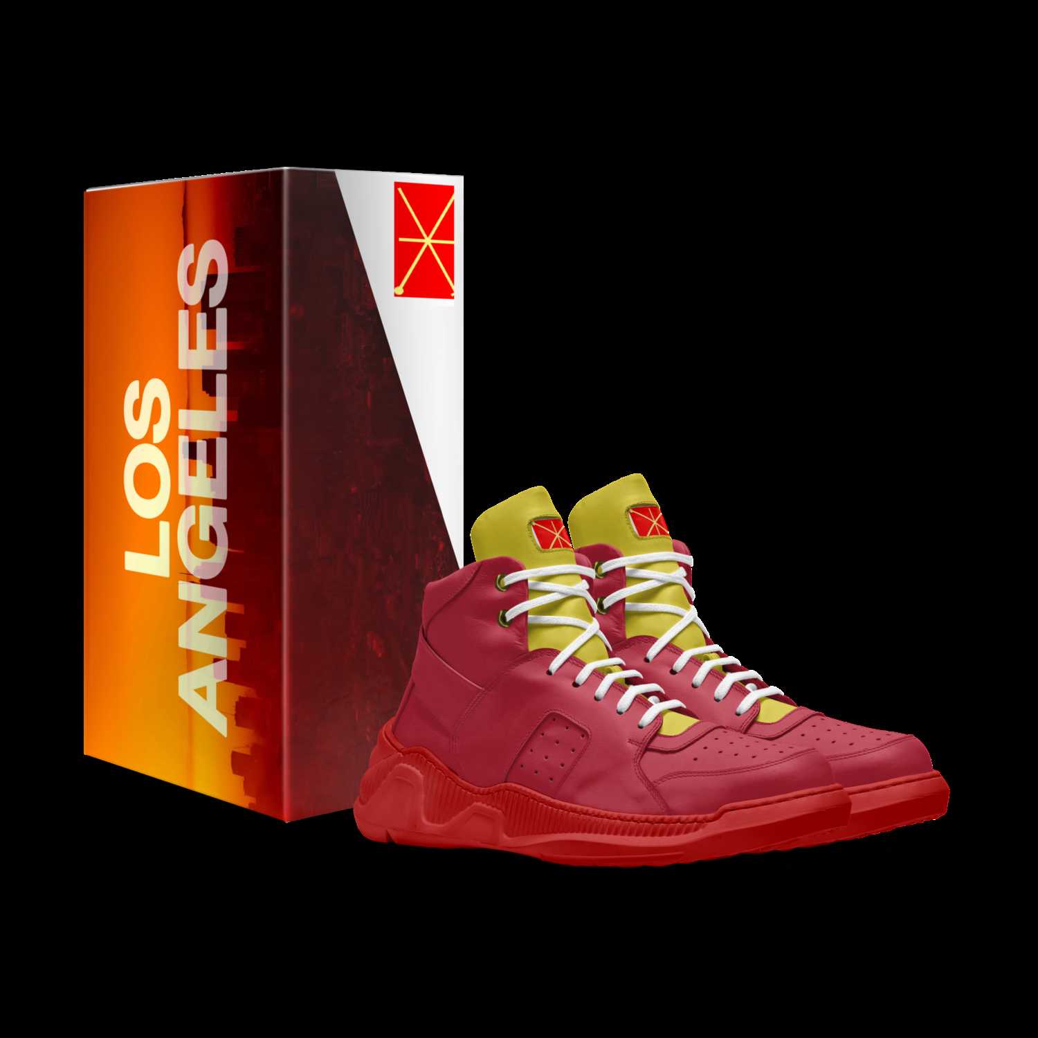 Red online yellow sneakers