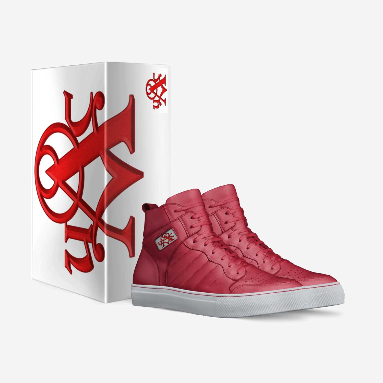 Red Hightops custom made in Italy shoes by Urban Alchemist Clothing | Box view