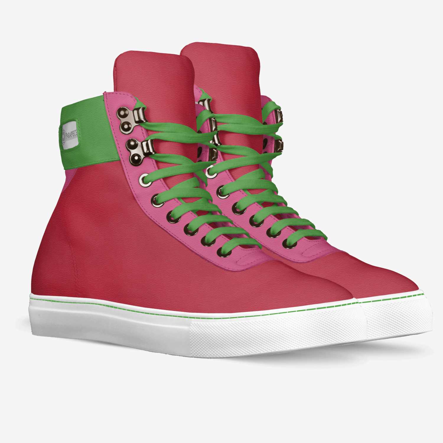 Carnation custom made in Italy shoes by Cathyrose Odoh | Double view