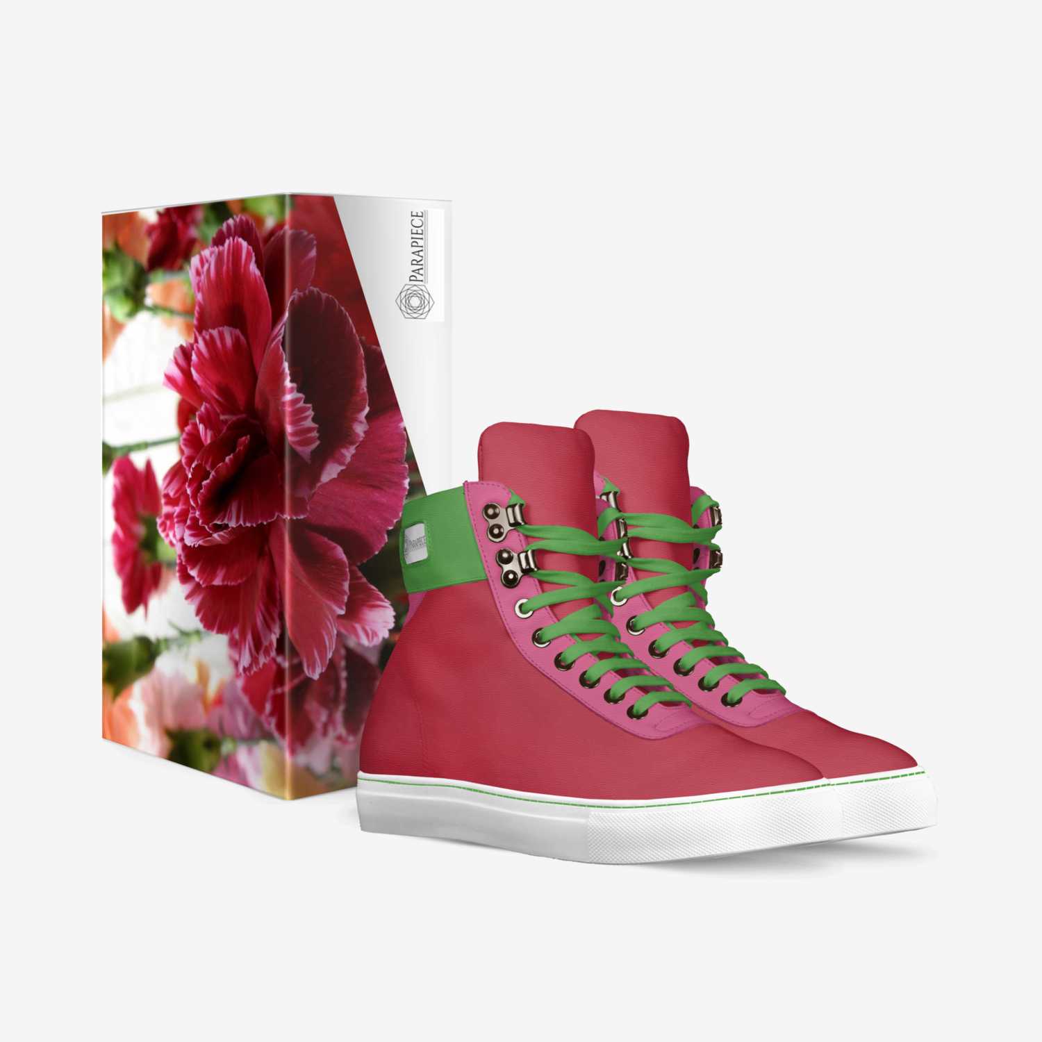 Carnation custom made in Italy shoes by Cathyrose Odoh | Box view