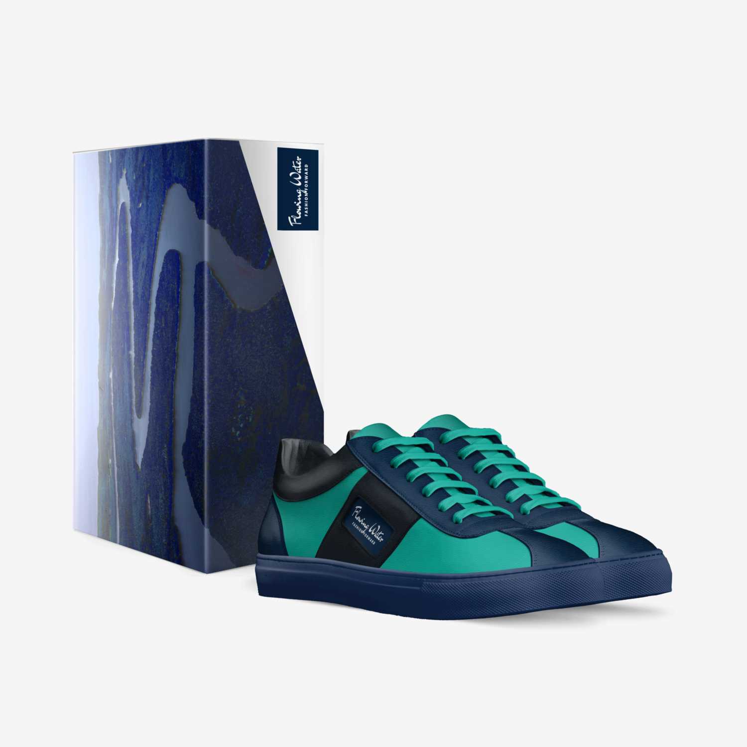 flowing water  custom made in Italy shoes by Aiden Chavez | Box view