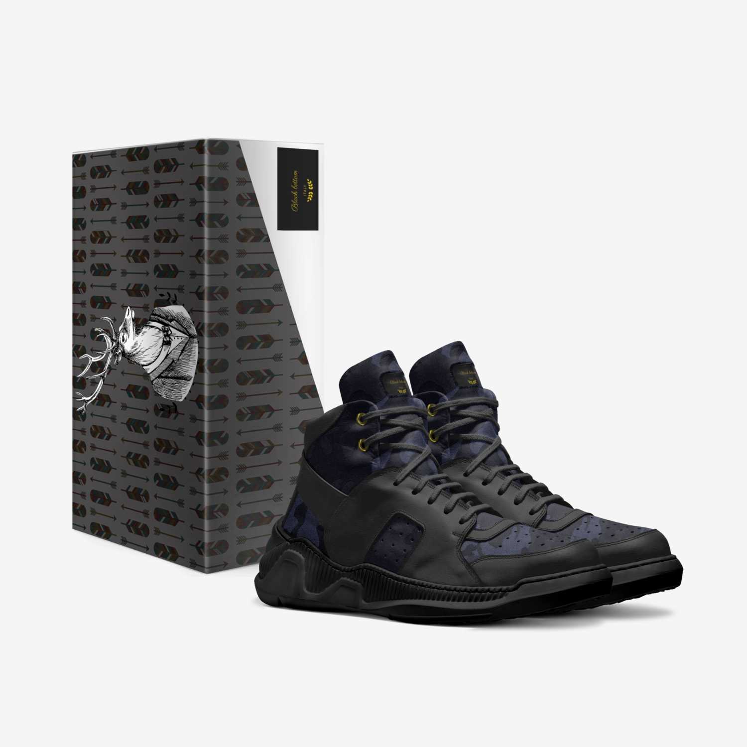 Black bottom  custom made in Italy shoes by Jahi Neal | Box view