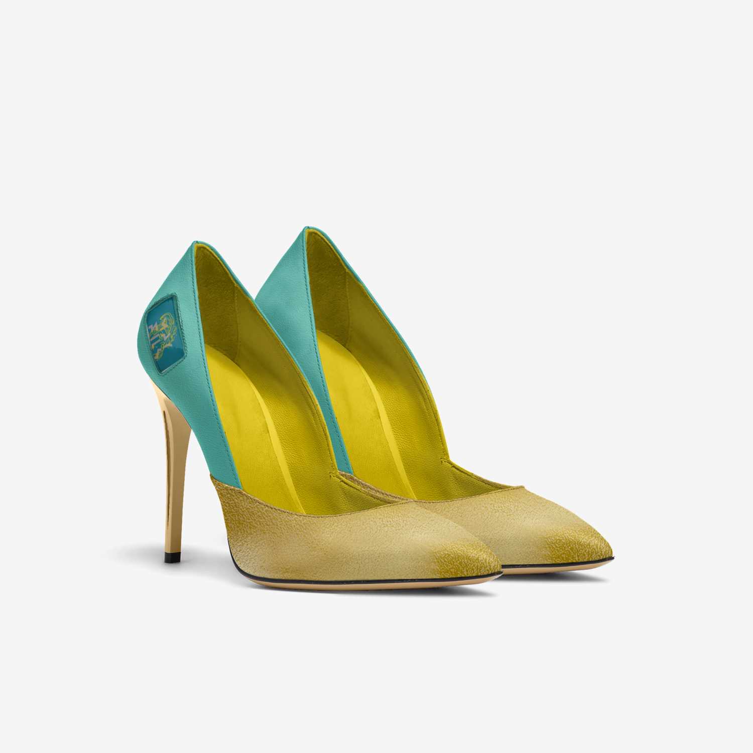 Silver rose custom made in Italy shoes by May Fils | Double view