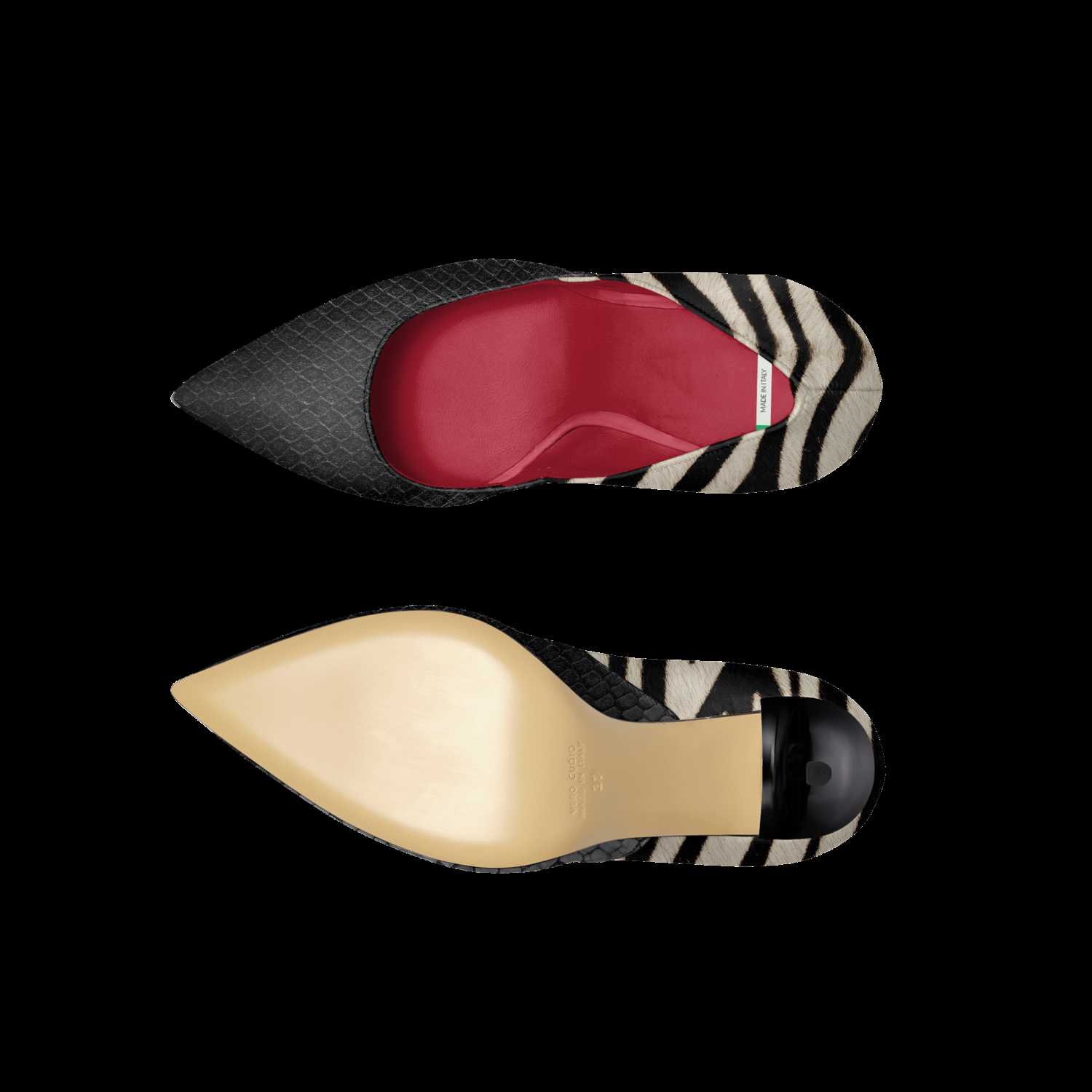 Zebra heels outlet with red bottoms