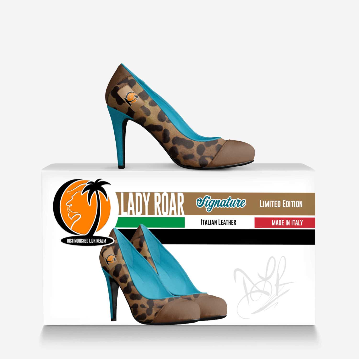 LADY ROAR custom made in Italy shoes by David Robinson | Over box view