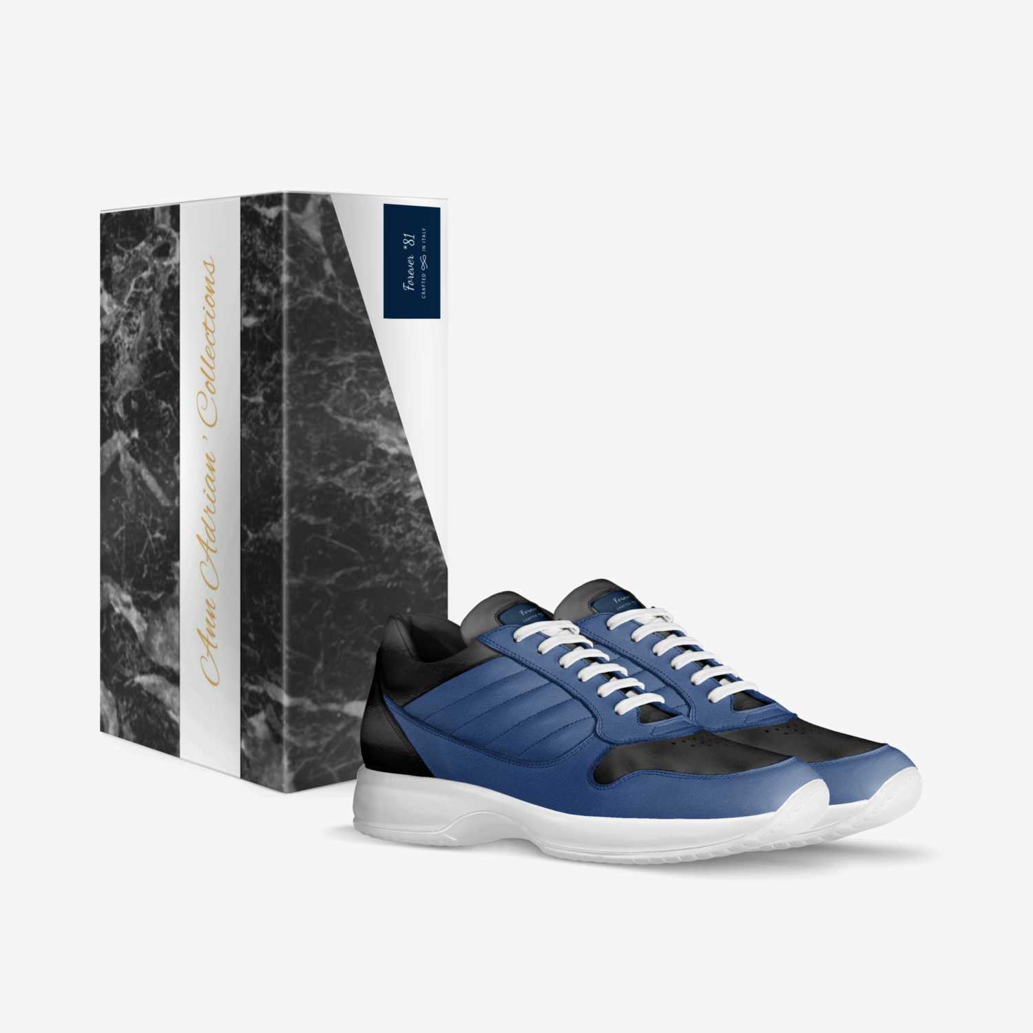 Blue Neo Runner custom made in Italy shoes by Dante Pates | Box view