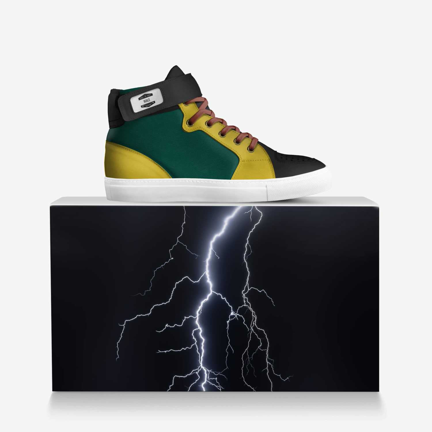 Wale custom made in Italy shoes by Adewale Fale | Over box view