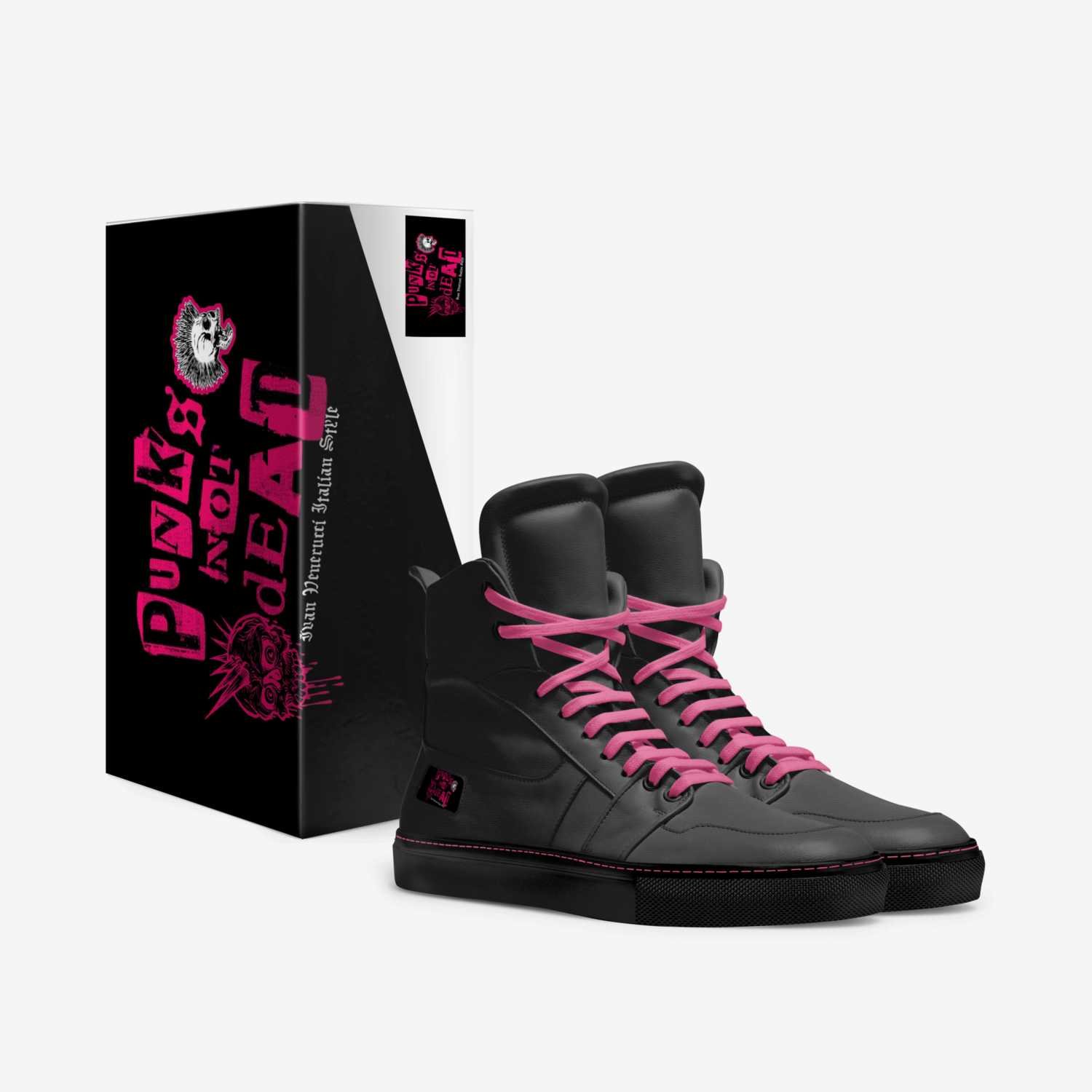 Punks not dead custom made in Italy shoes by Ivan Venerucci | Box view