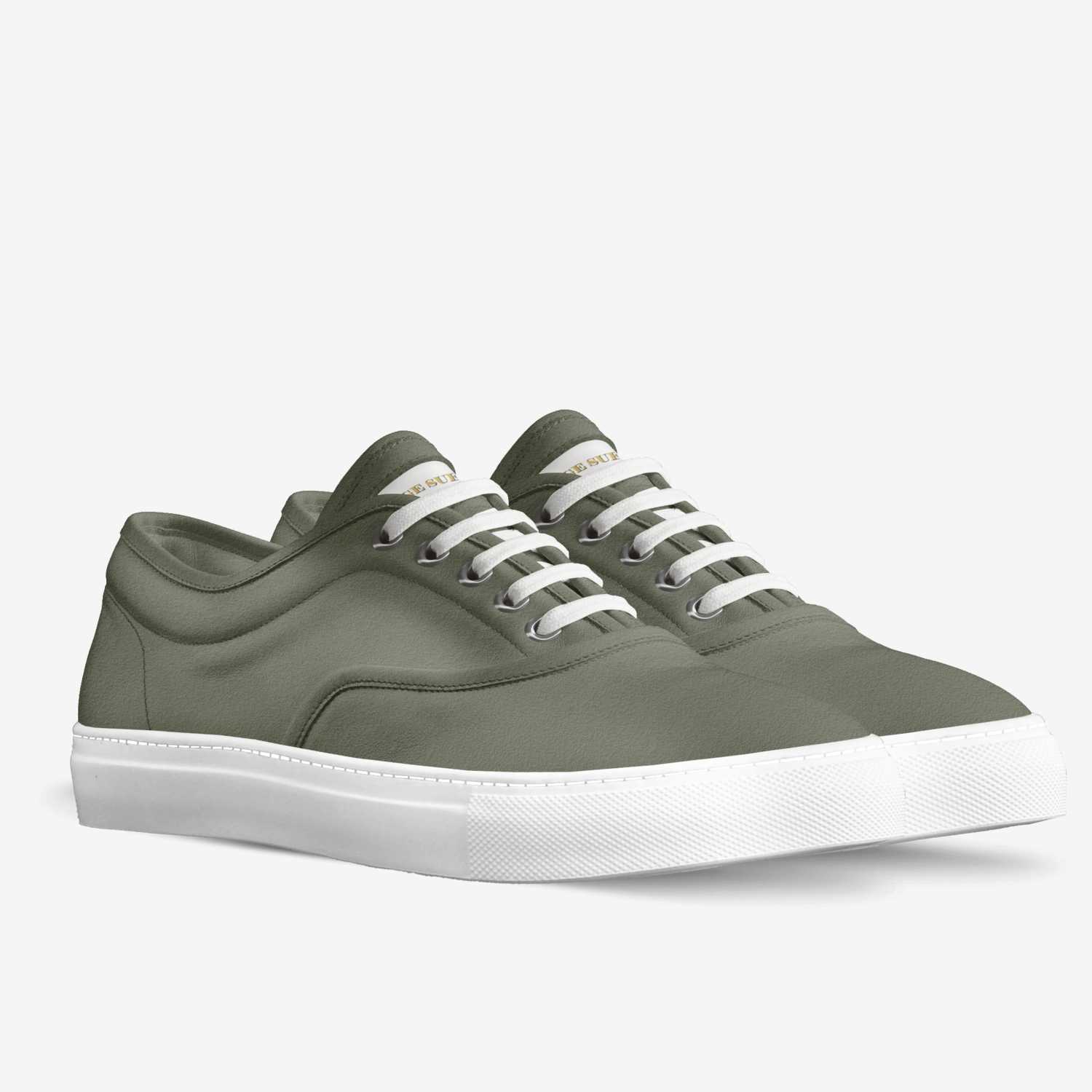 Sage Green Sneaker custom made in Italy shoes by Sage Suede | Double view