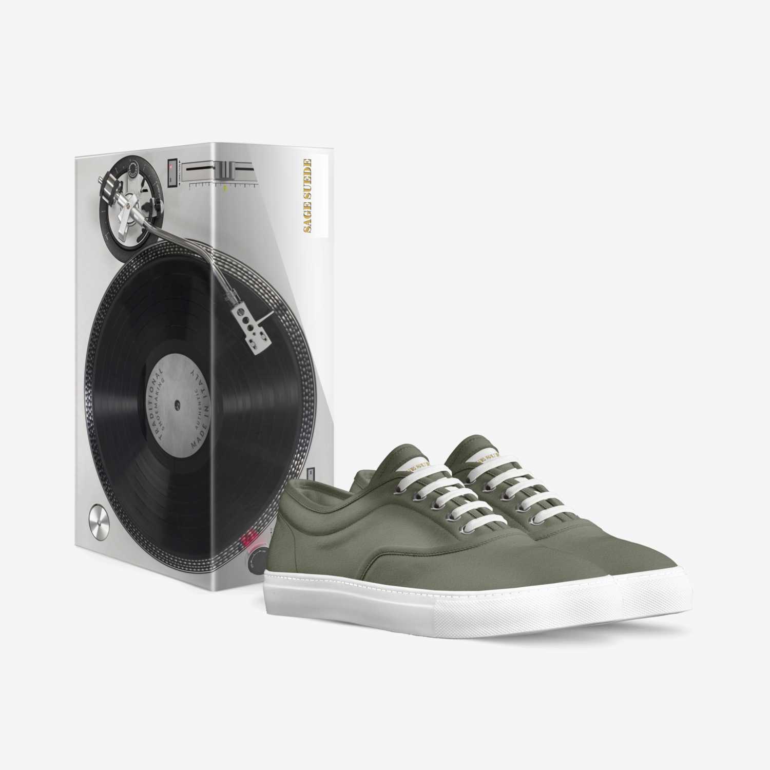 Sage Green Sneaker custom made in Italy shoes by Sage Suede | Box view