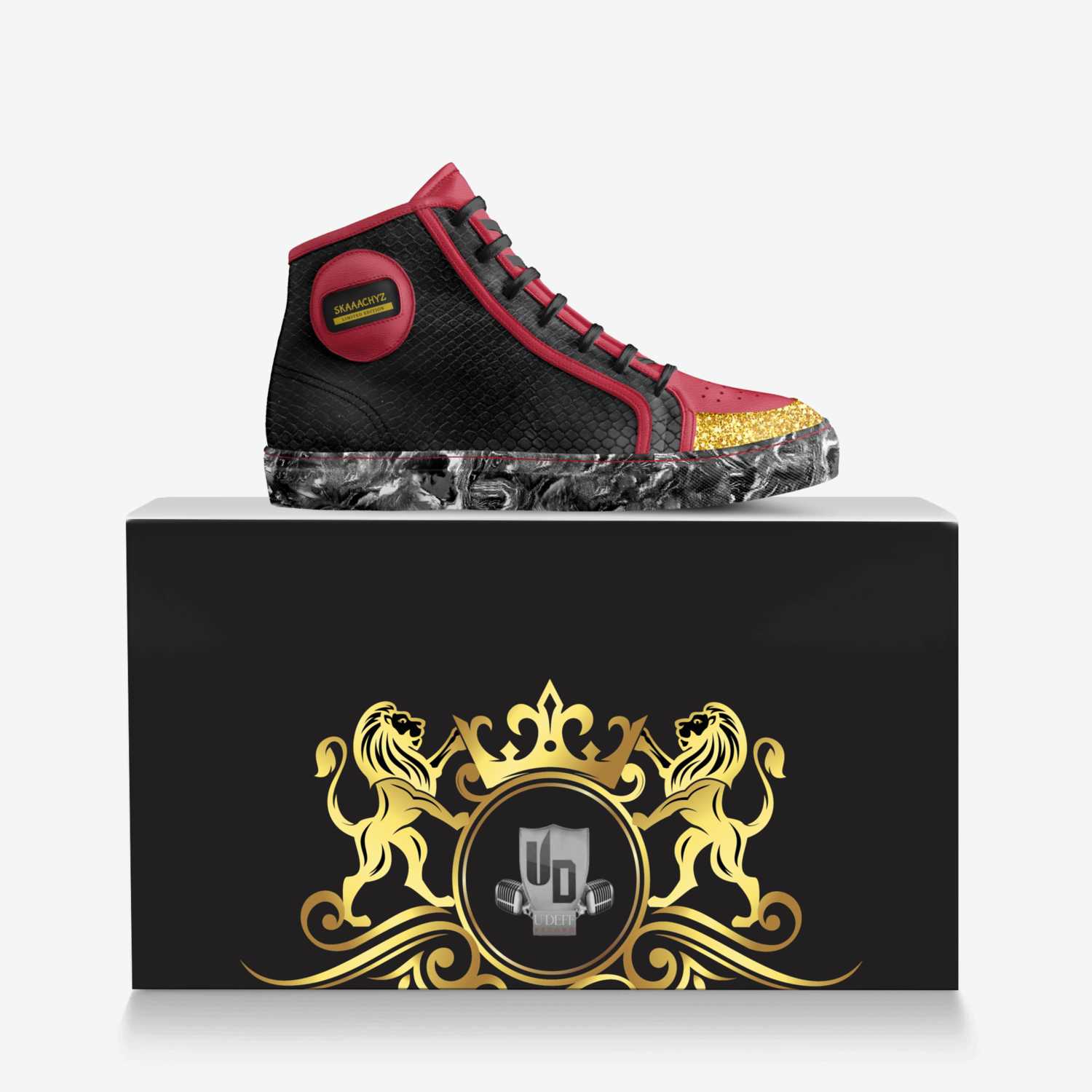 SKAAACHYZ custom made in Italy shoes by Curtis Knight | Over box view