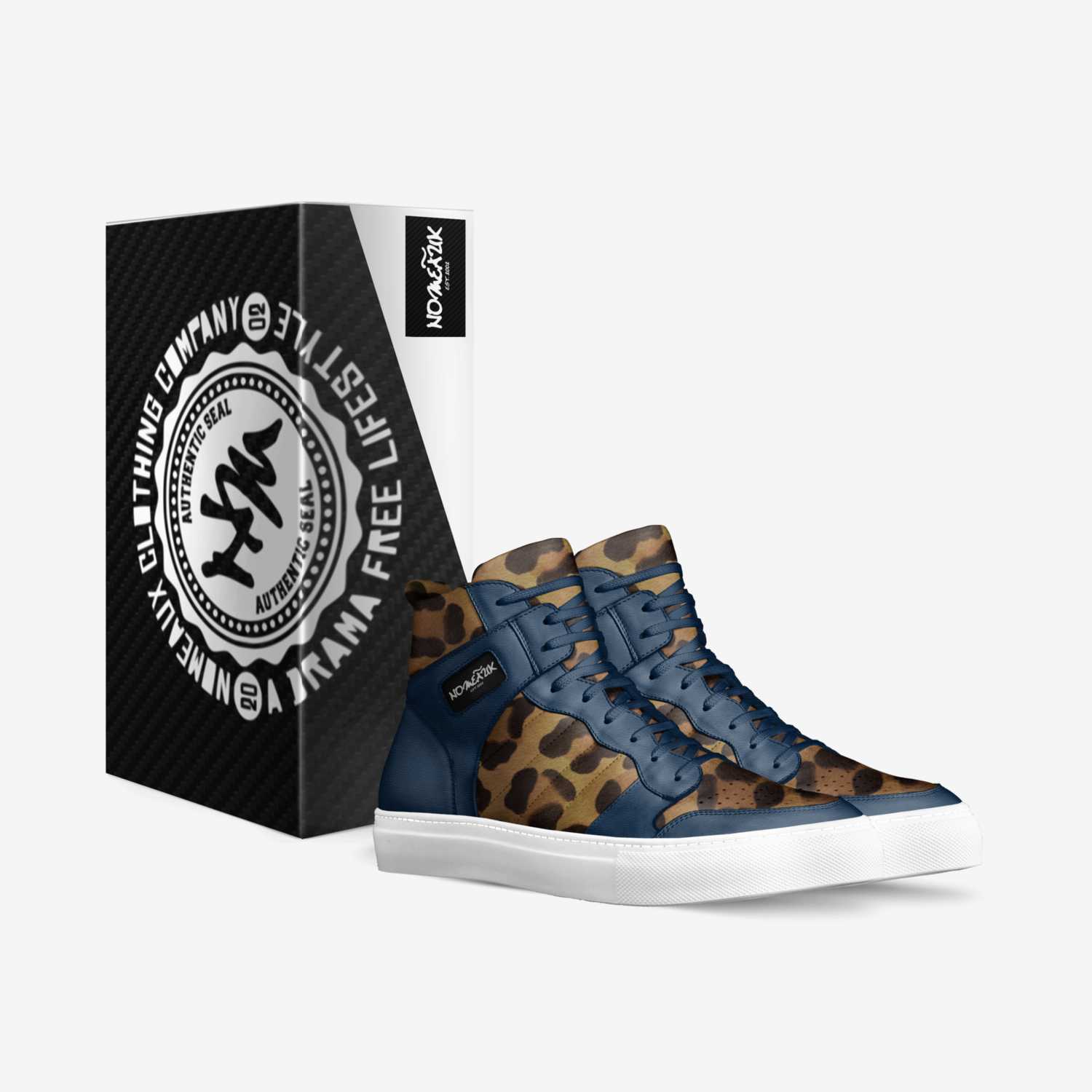 Posh Jungle- Navy custom made in Italy shoes by Frank Moore | Box view