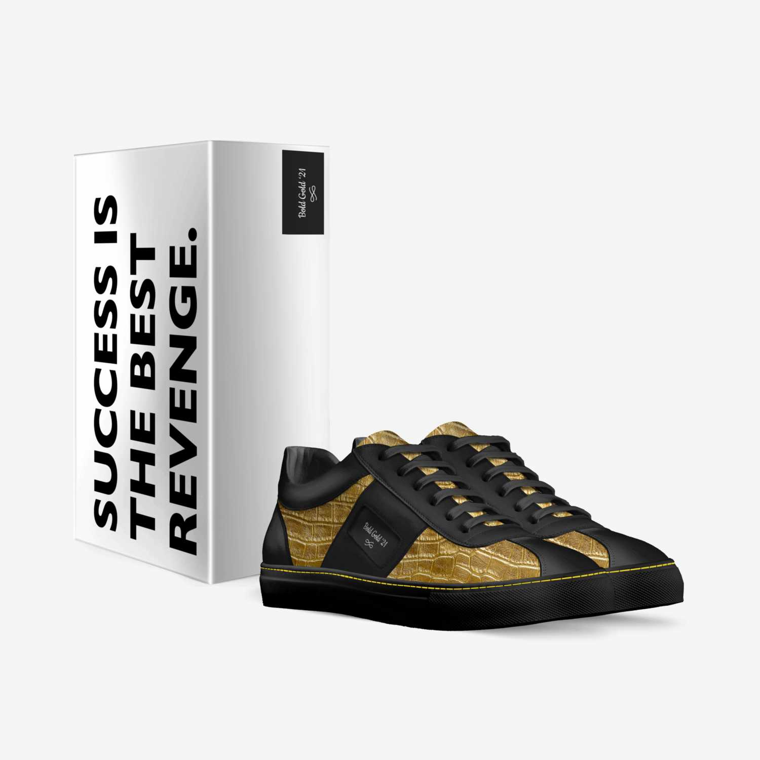 Bold Gold '21 custom made in Italy shoes by Rodriquez Miles | Box view