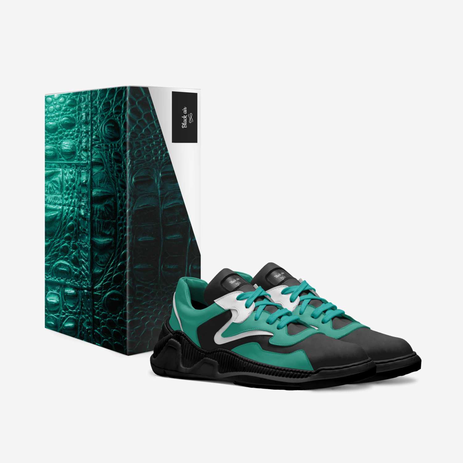 Black air custom made in Italy shoes by Arlon Spikes | Box view