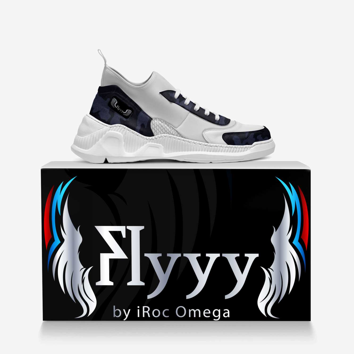 Flyyy custom made in Italy shoes by Iroc Omega | Over box view