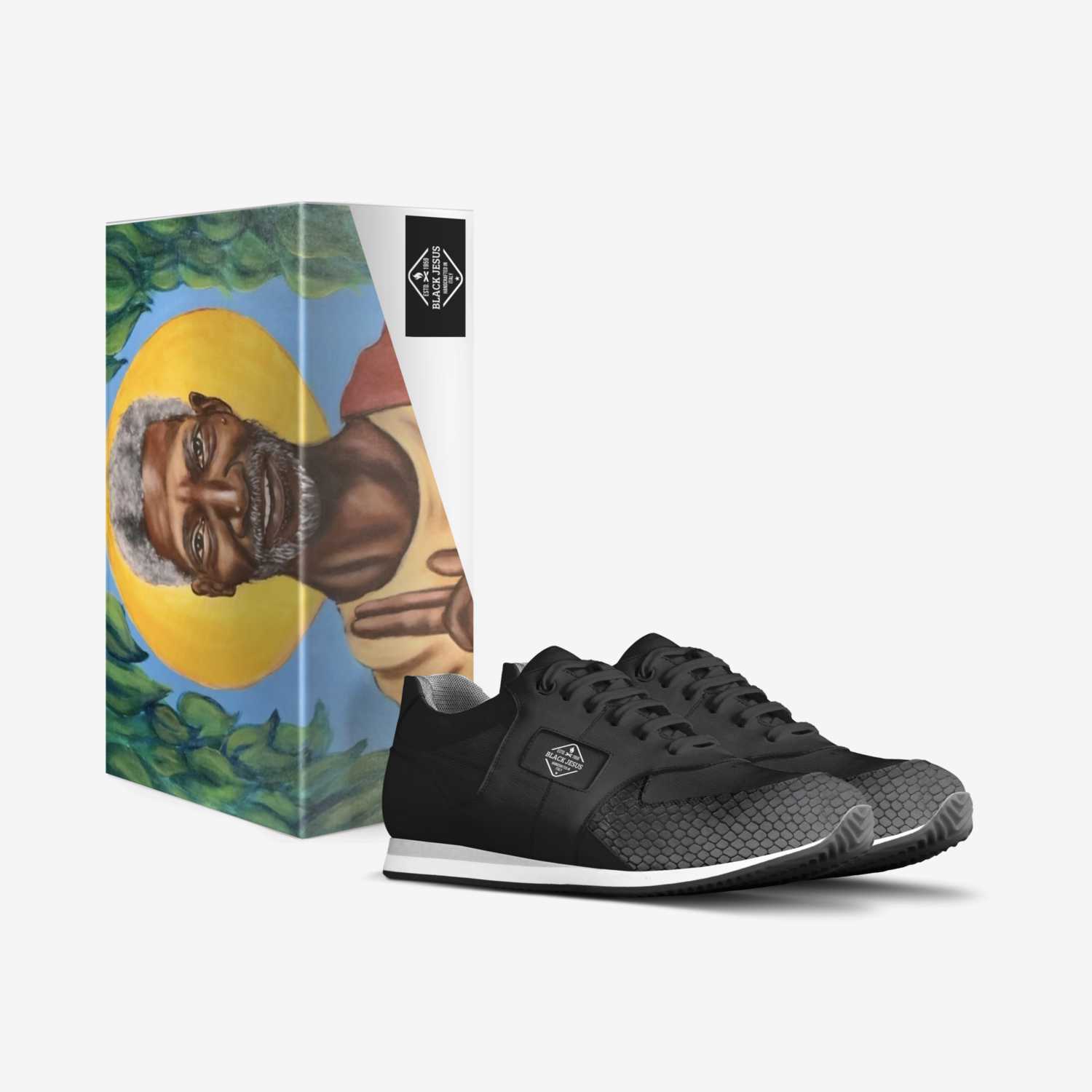 Black Jesus custom made in Italy shoes by Troi Hughes | Box view