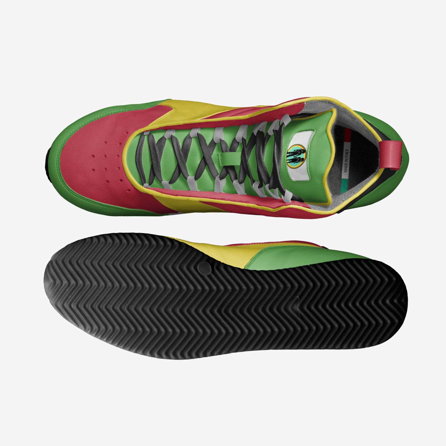 Rasta Unity custom made in Italy shoes by Christopher Genius | Top view