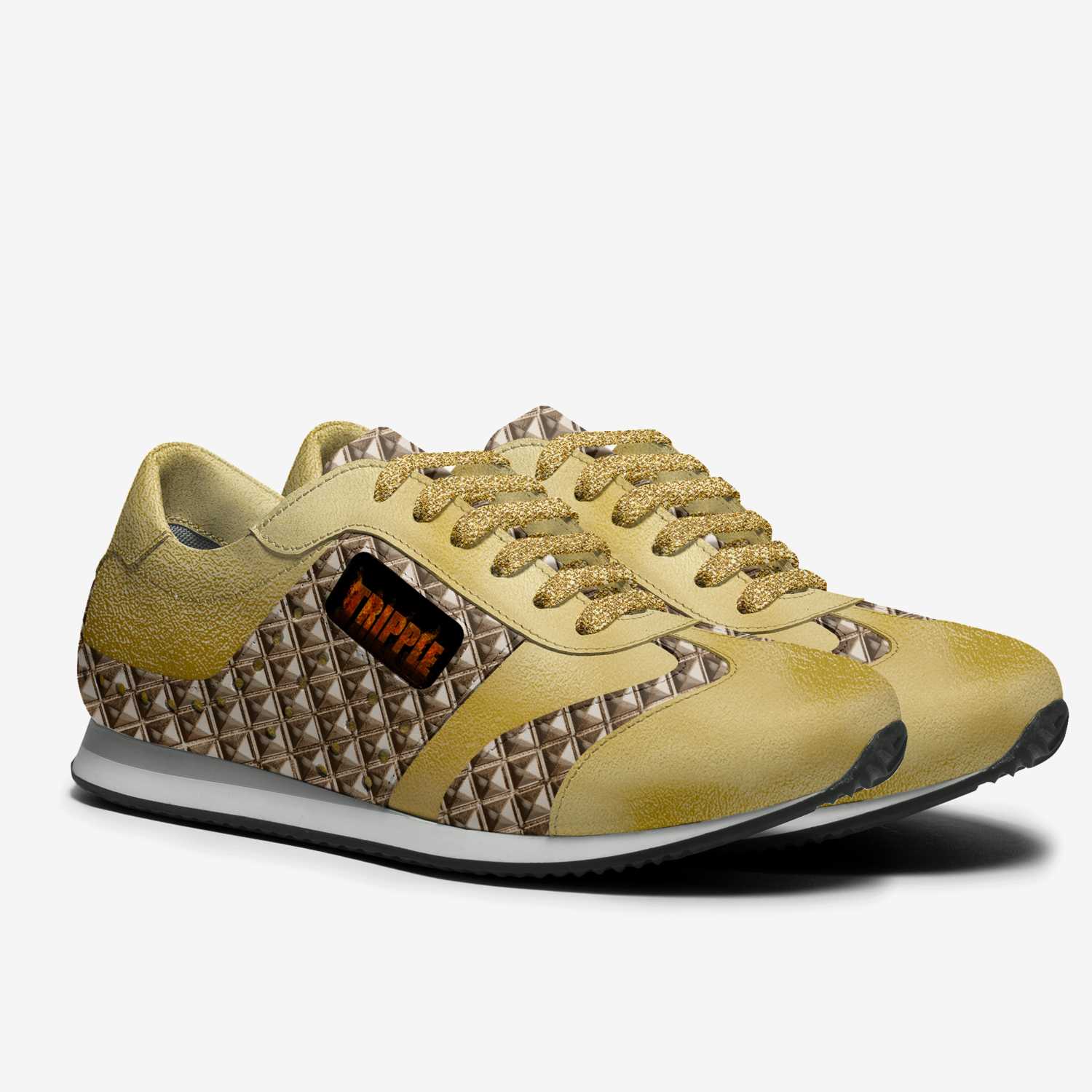 GOLD RUSH custom made in Italy shoes by Rachel Ekinde | Double view