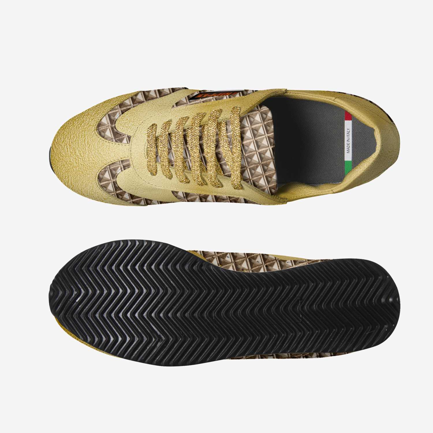 GOLD RUSH custom made in Italy shoes by Rachel Ekinde | Top view