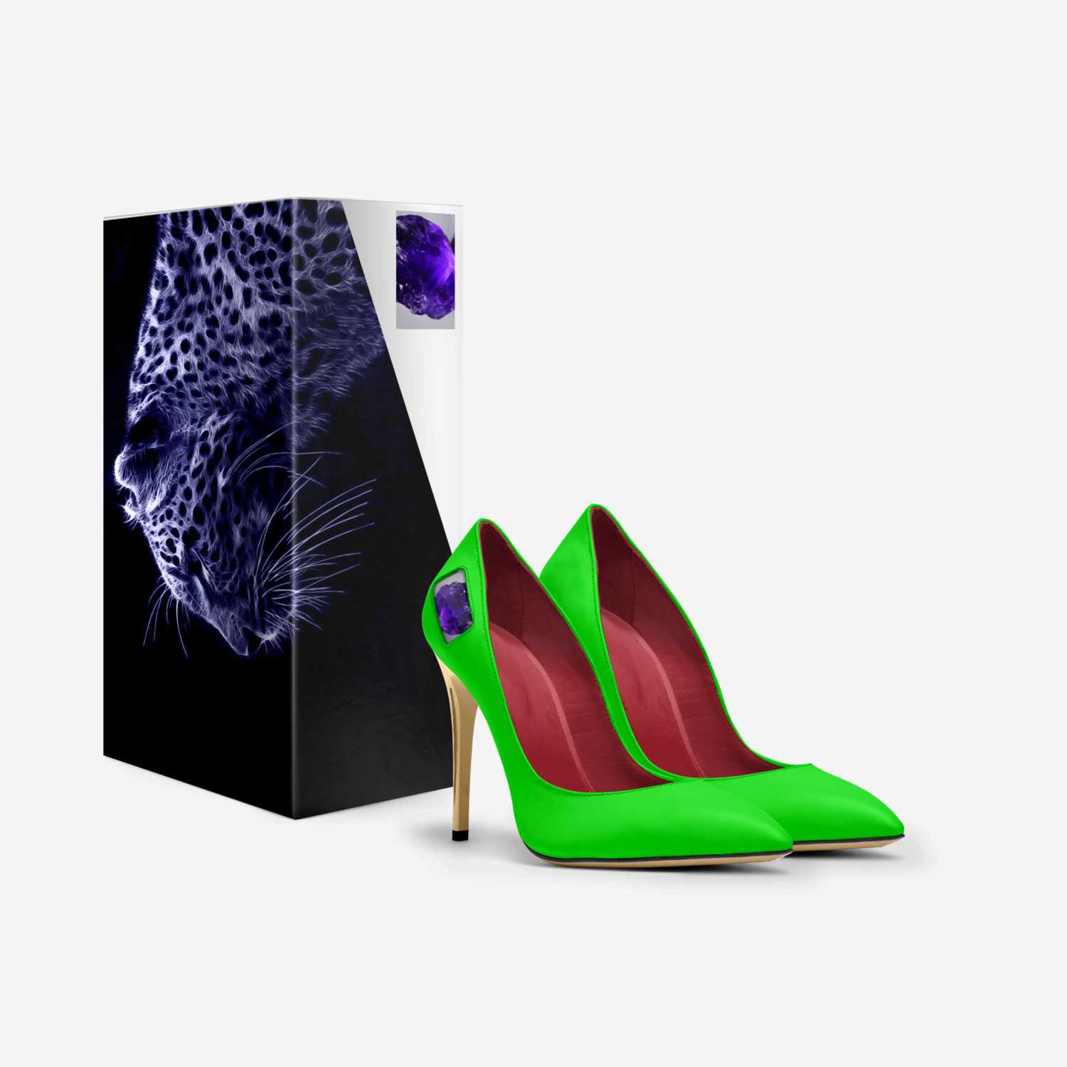 African royal heel custom made in Italy shoes by Cedric Harris | Box view