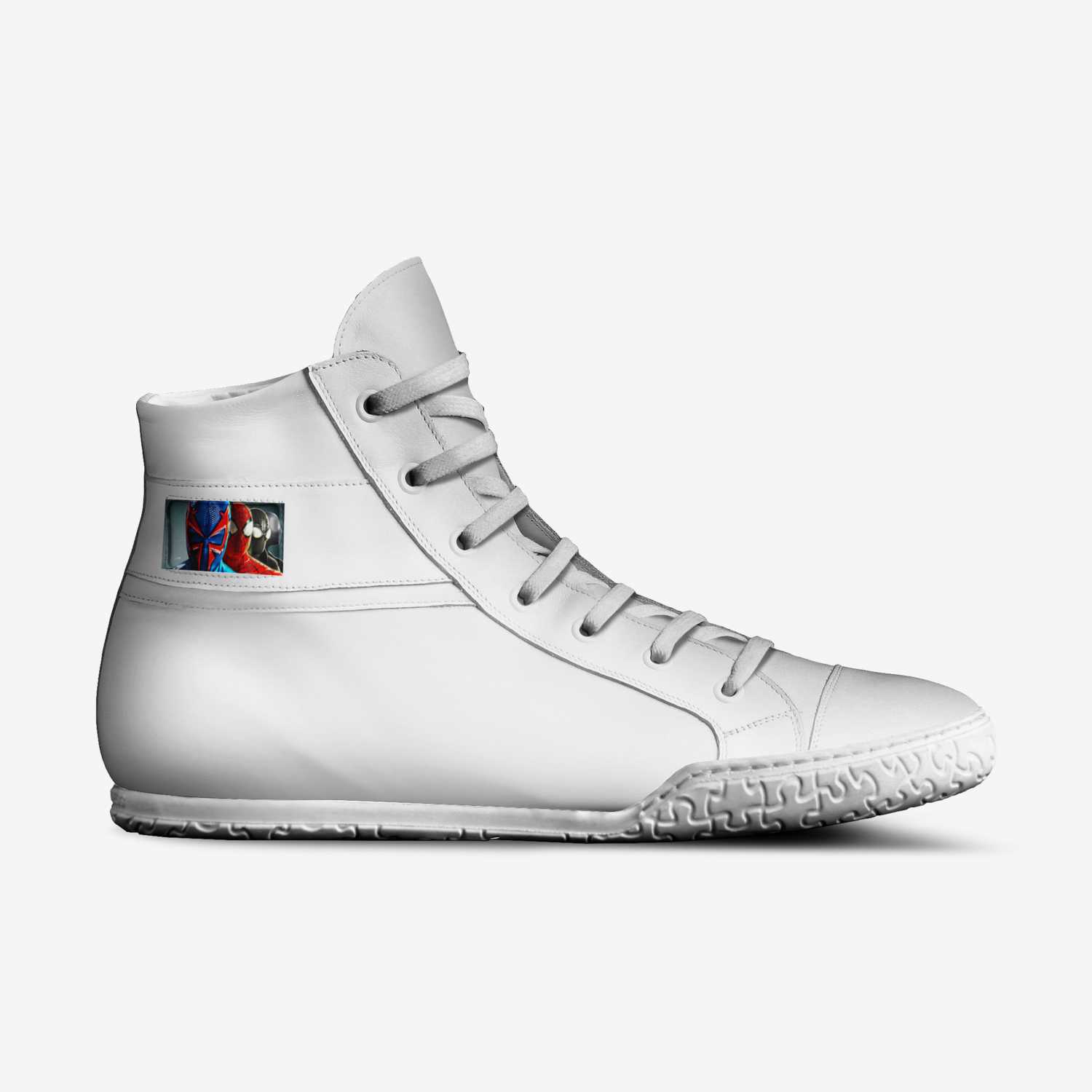 Spider- Man custom made in Italy shoes by Silas Garrison | Side view