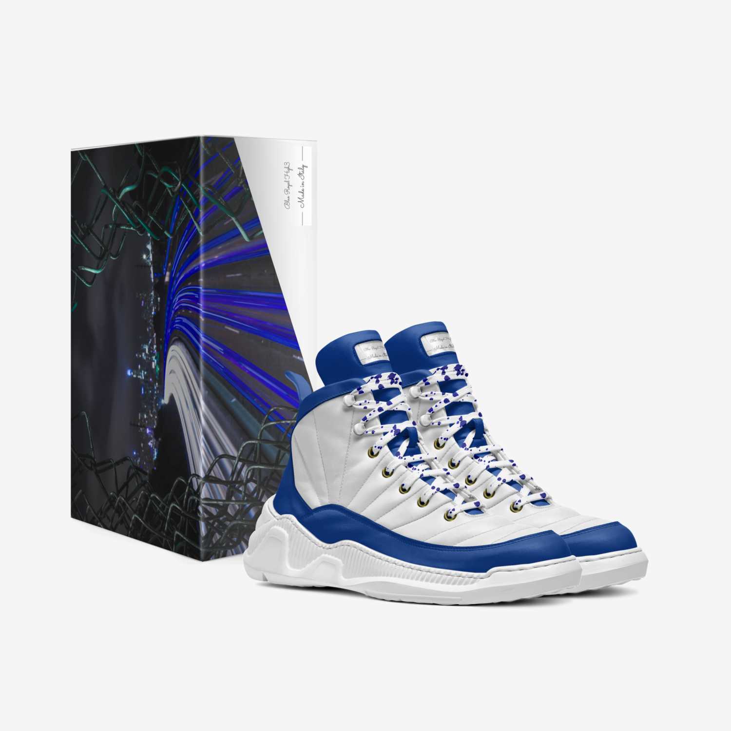 Blue Royal High3 custom made in Italy shoes by Aaron Gregory | Box view