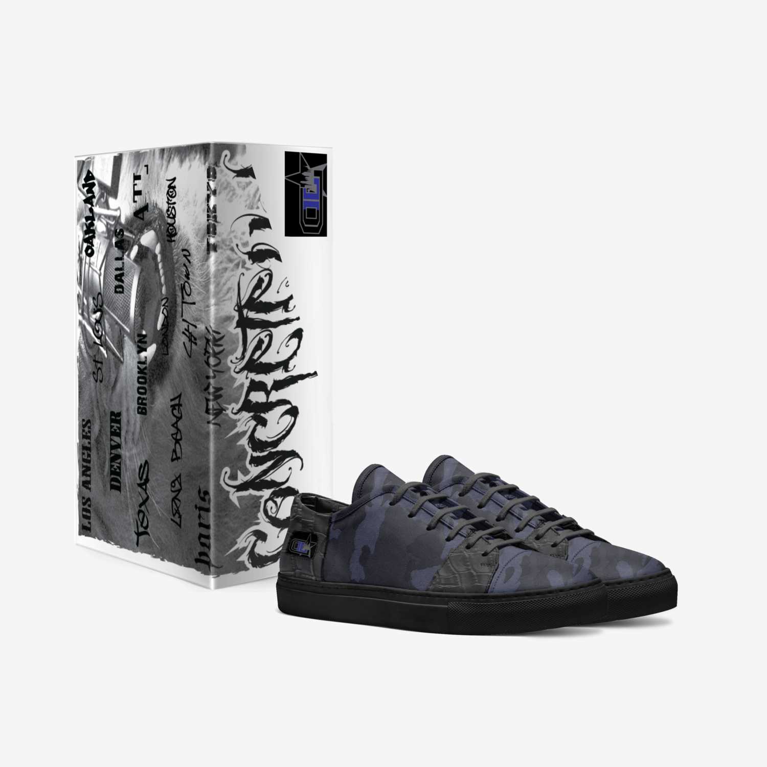 concrete lion custom made in Italy shoes by Rodney R. | Box view