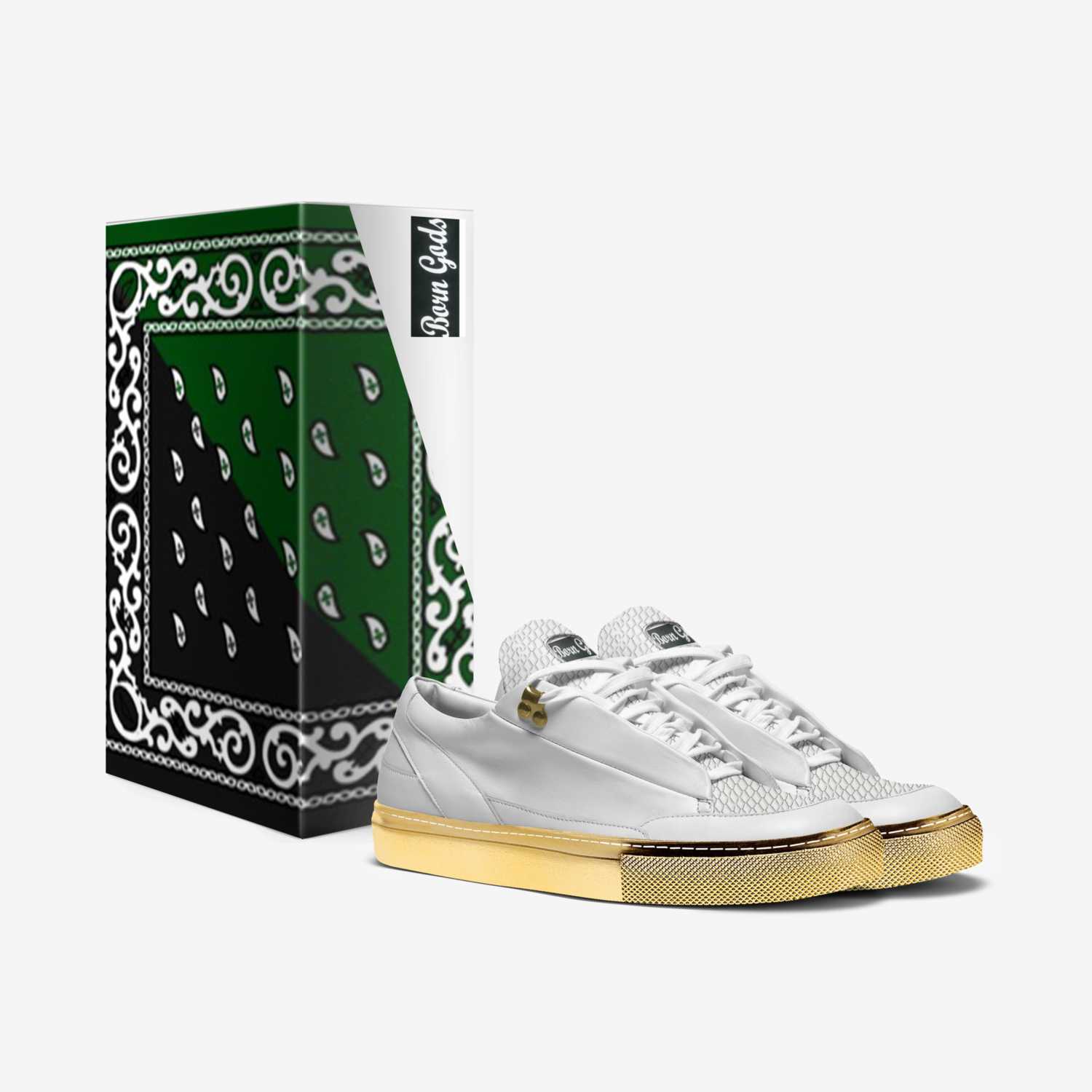 White snake-gold custom made in Italy shoes by Rashawn Reape | Box view