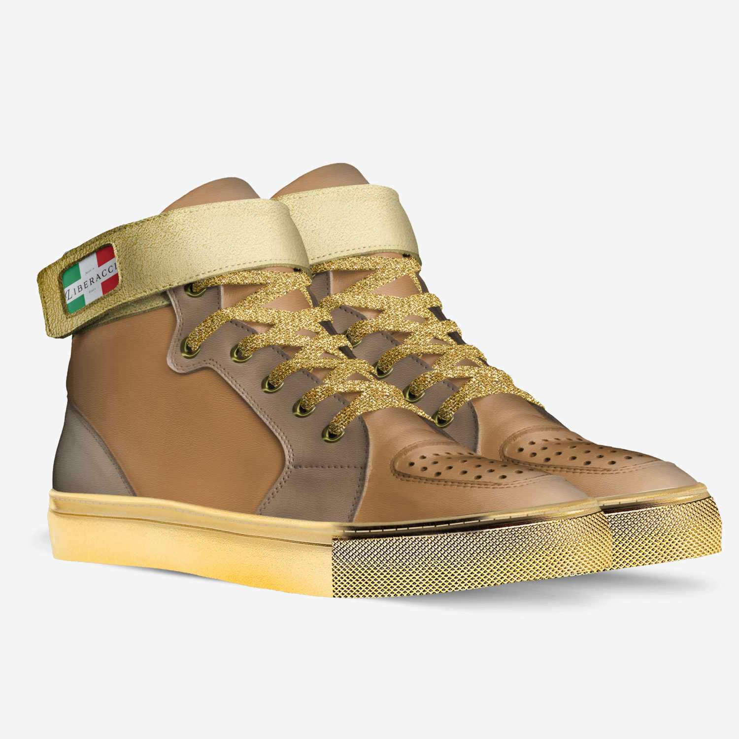Liberacci Gold custom made in Italy shoes by Jesse Armstrong | Double view