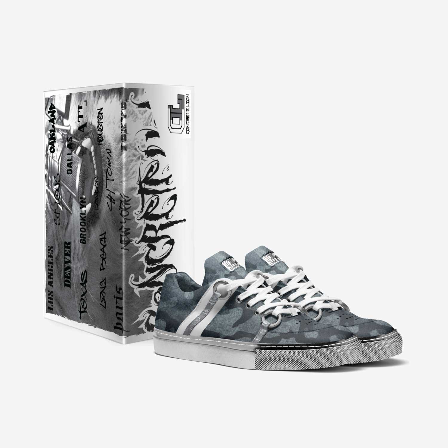 concrete lion custom made in Italy shoes by Rodney R. | Box view