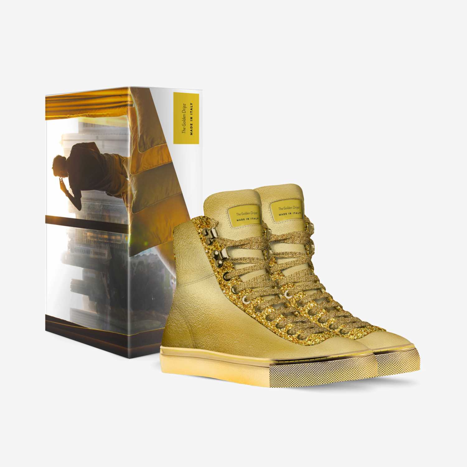 The Golden Drip custom made in Italy shoes by James Pittman | Box view