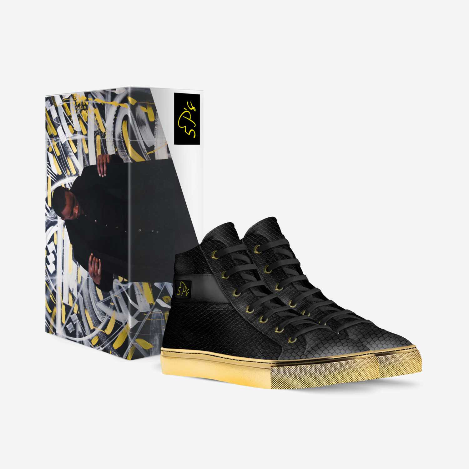 5Ps Black & Yellow custom made in Italy shoes by Jordon Mcclain | Box view